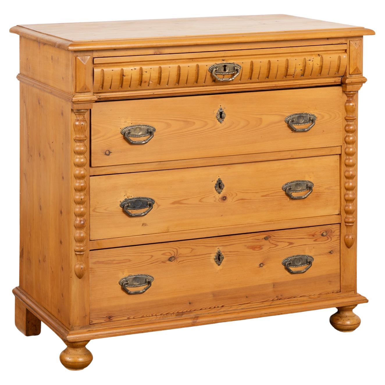 Pine Chest of Four Drawers, Denmark circa 1900