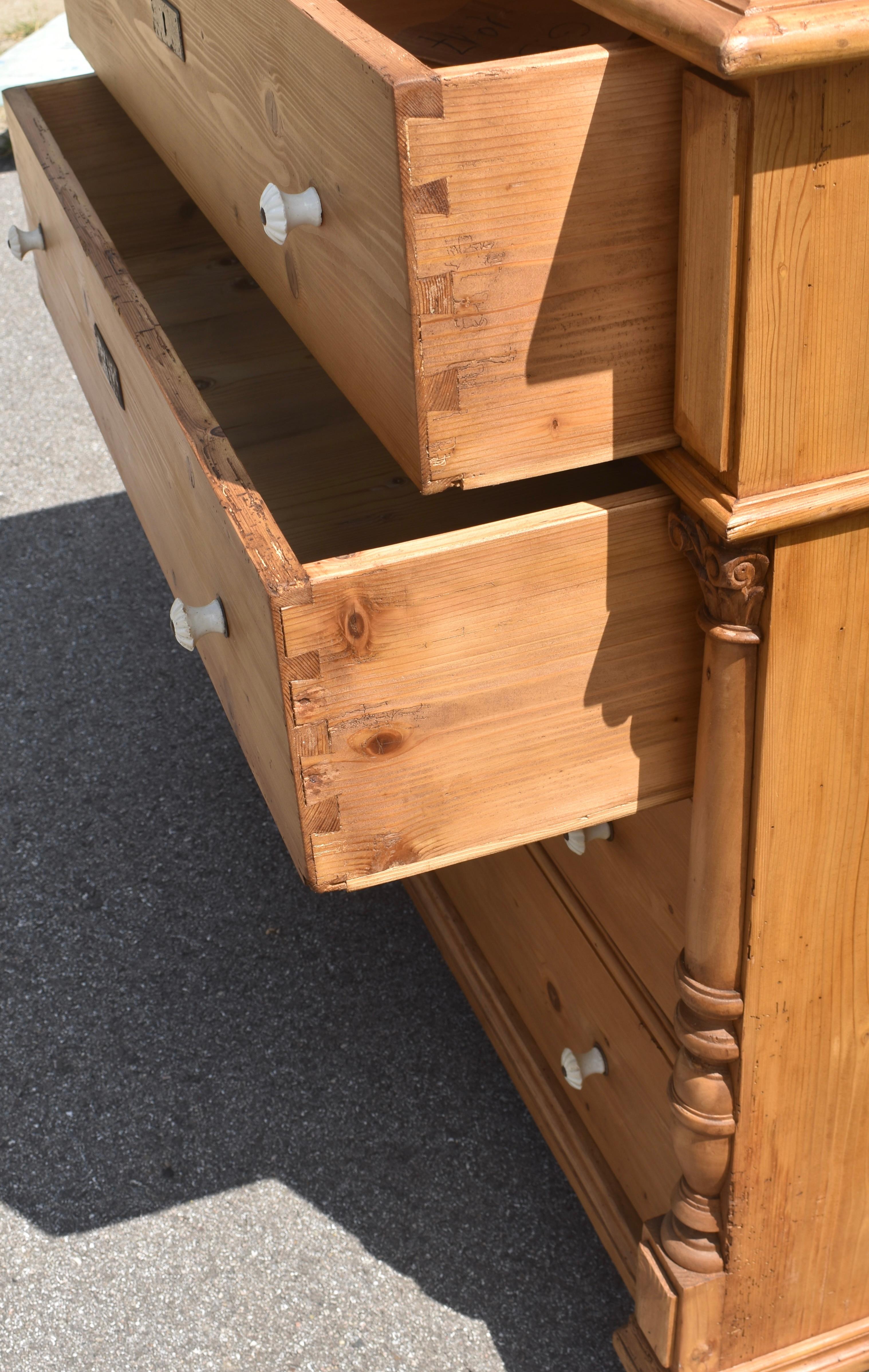 Pine Chest of Four Drawers For Sale 8