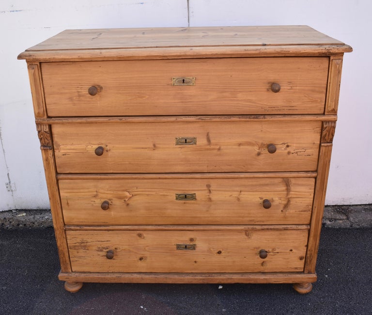 Pine Chest of Four Drawers For Sale at 1stDibs