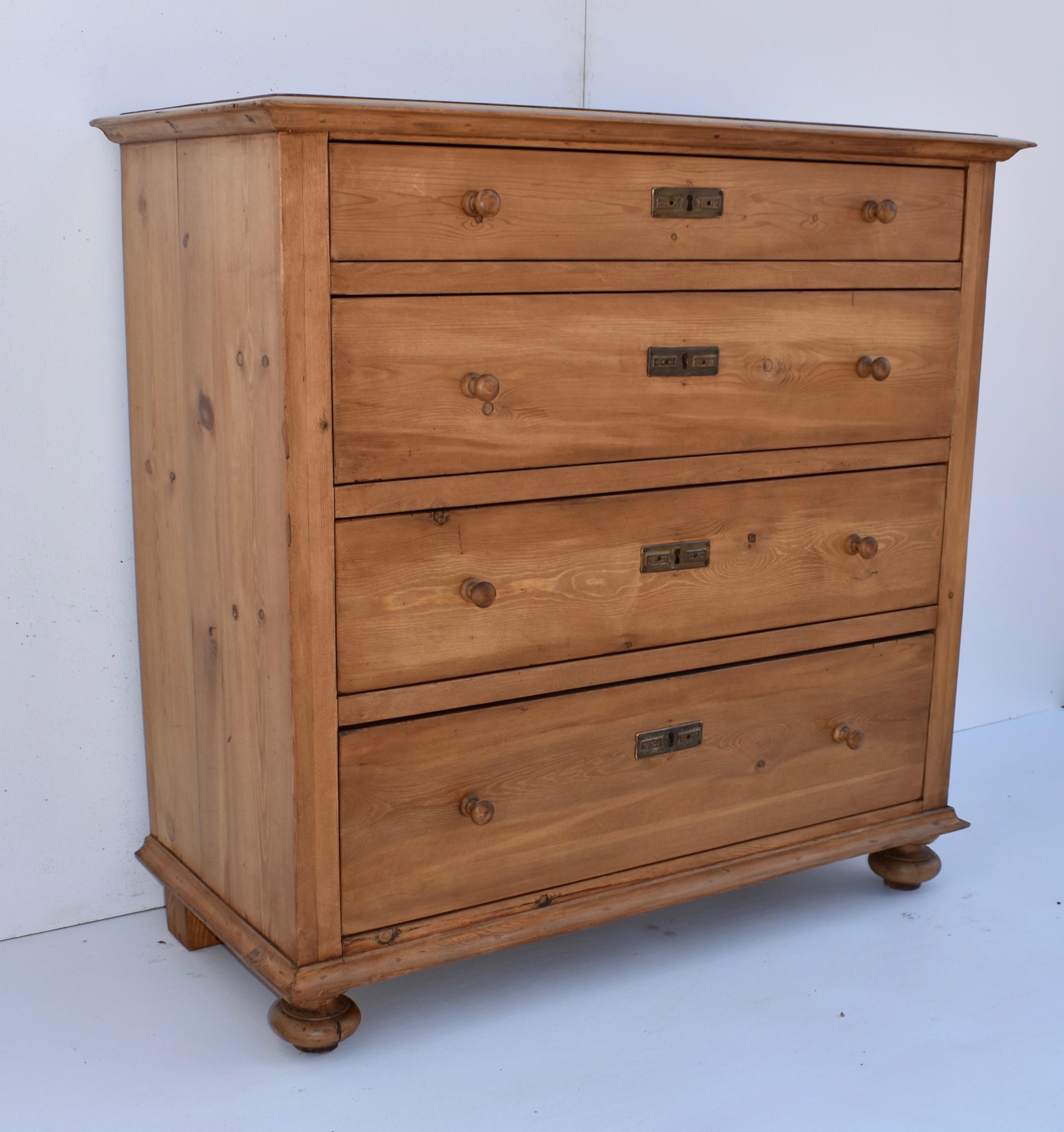 Arts and Crafts Pine Chest of Four Drawers
