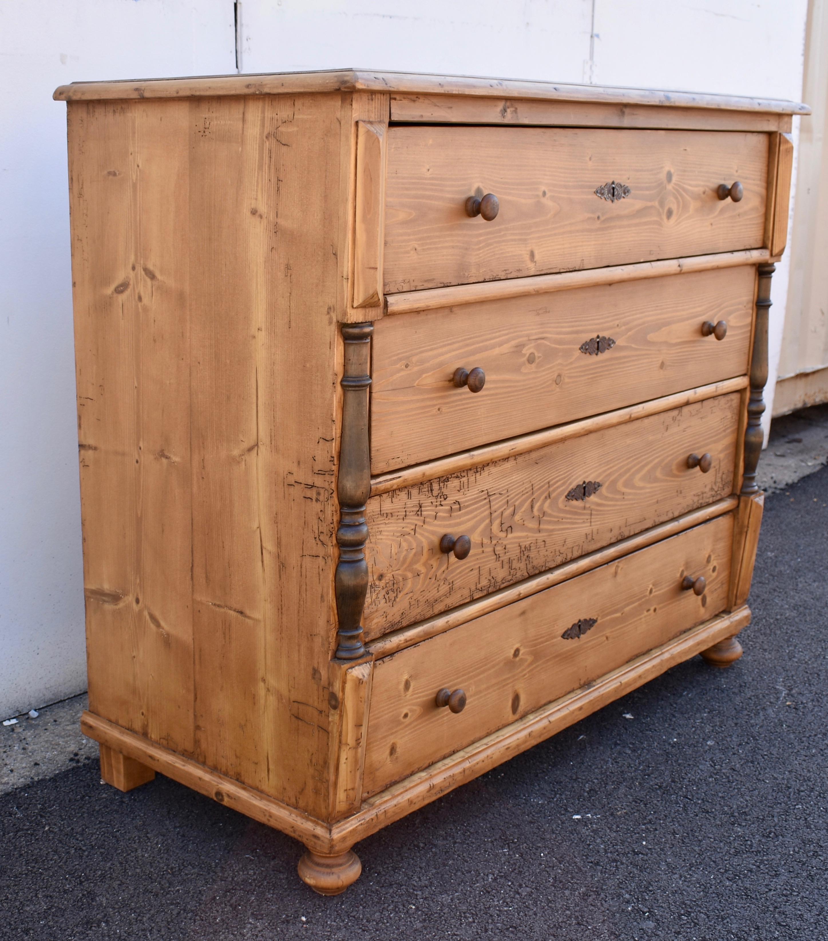 Country Pine Chest of Four Drawers