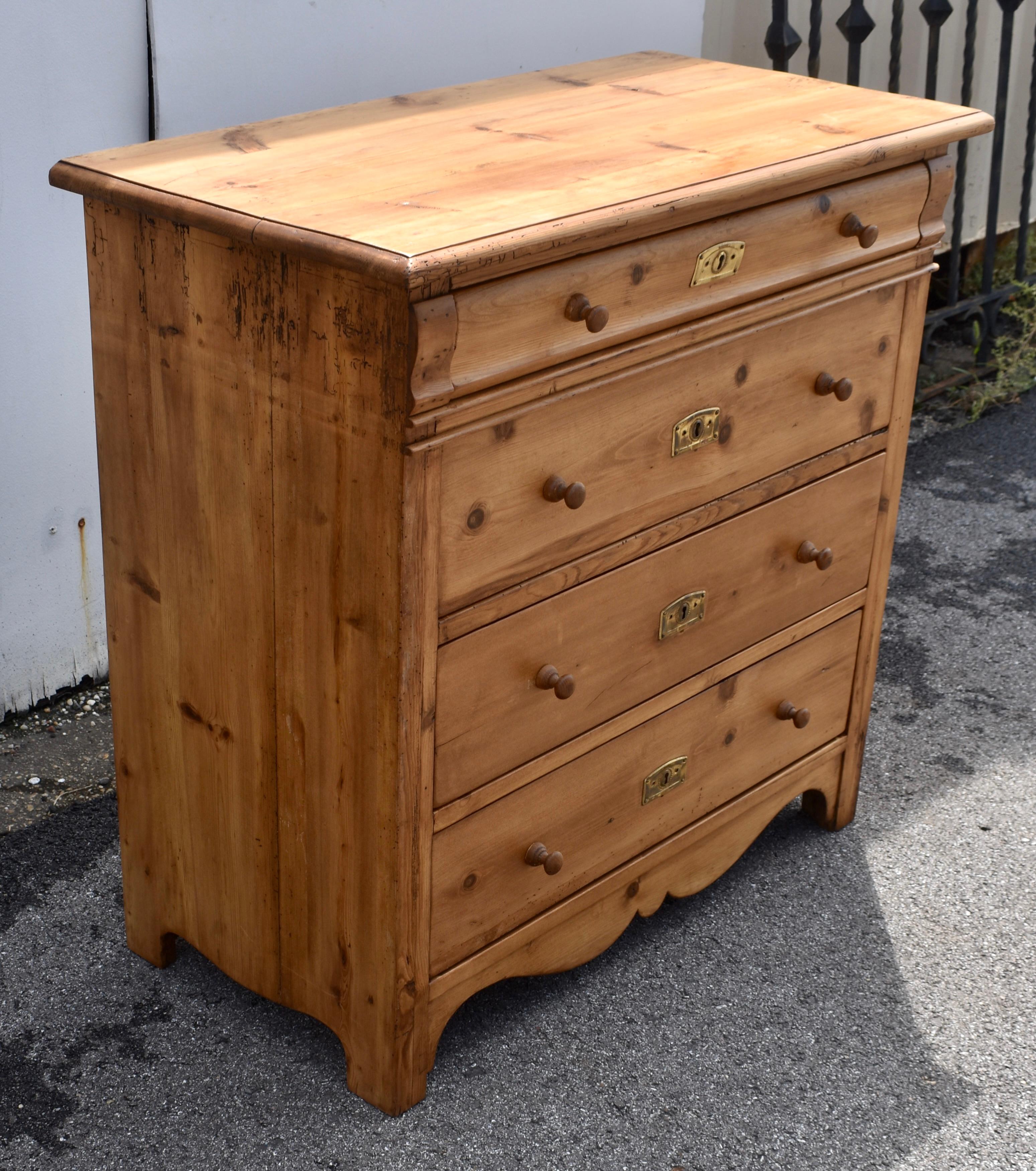 Louis Philippe Pine Chest of Four Drawers For Sale