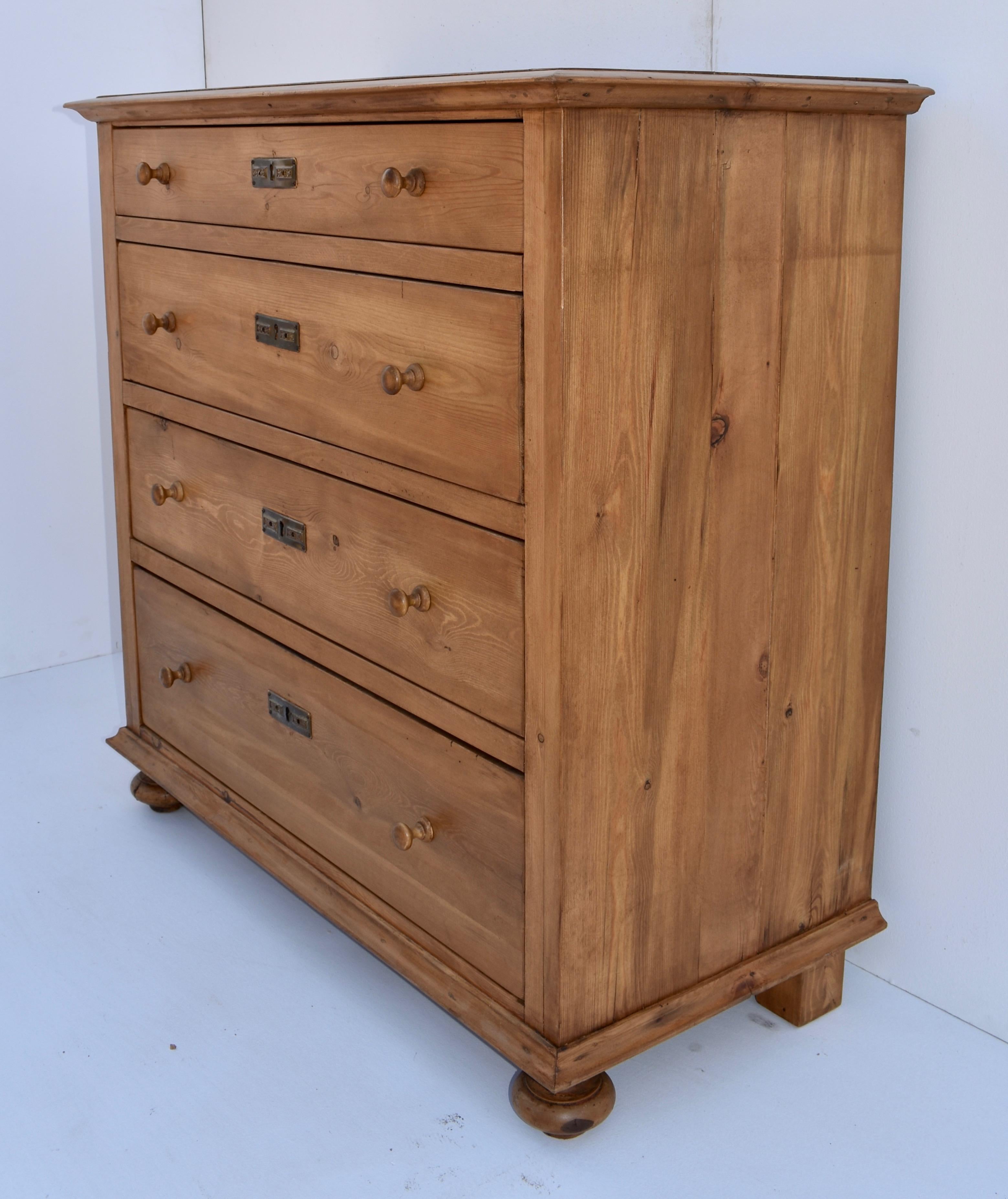German Pine Chest of Four Drawers