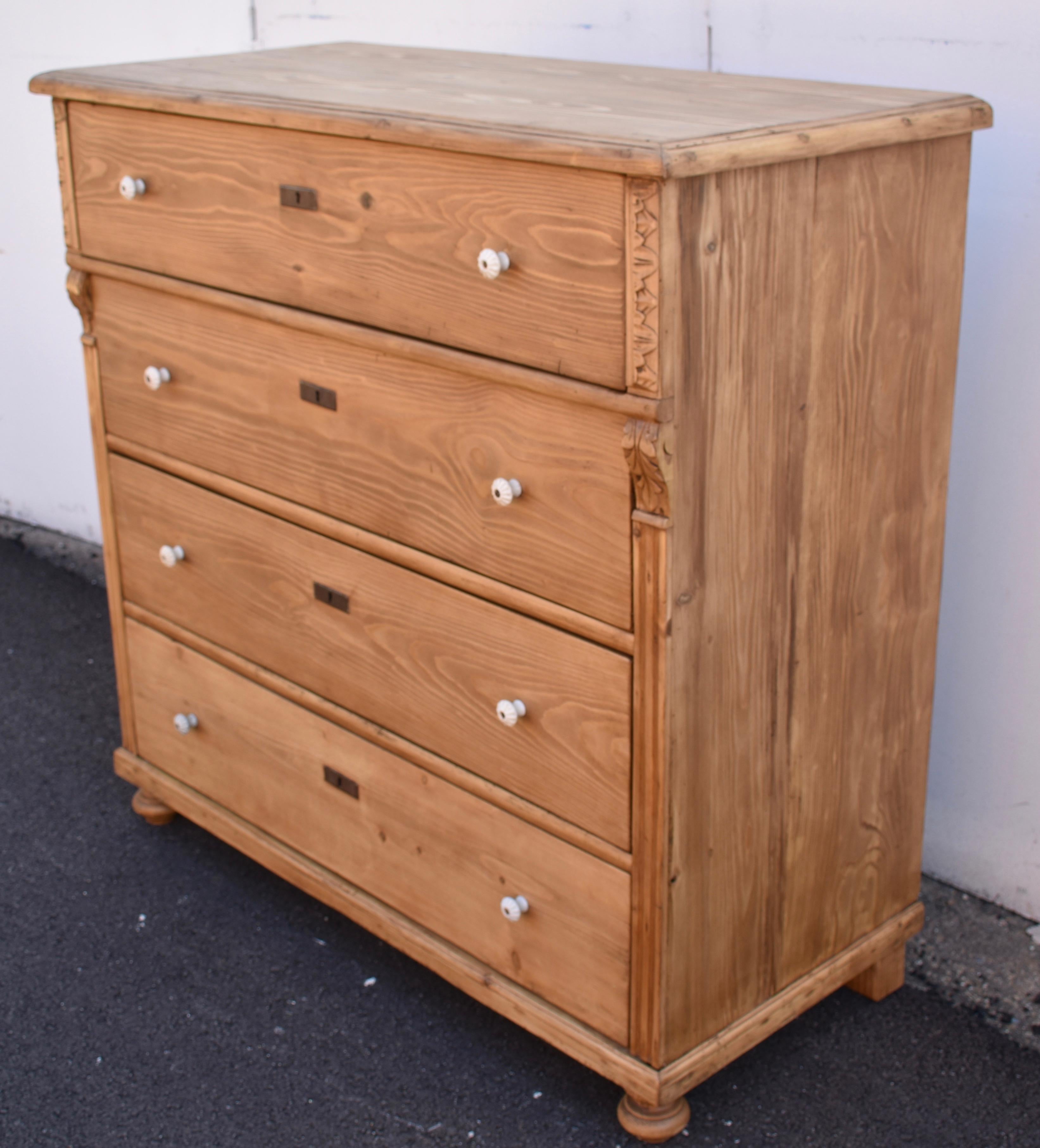 Hungarian Pine Chest of Four Drawers
