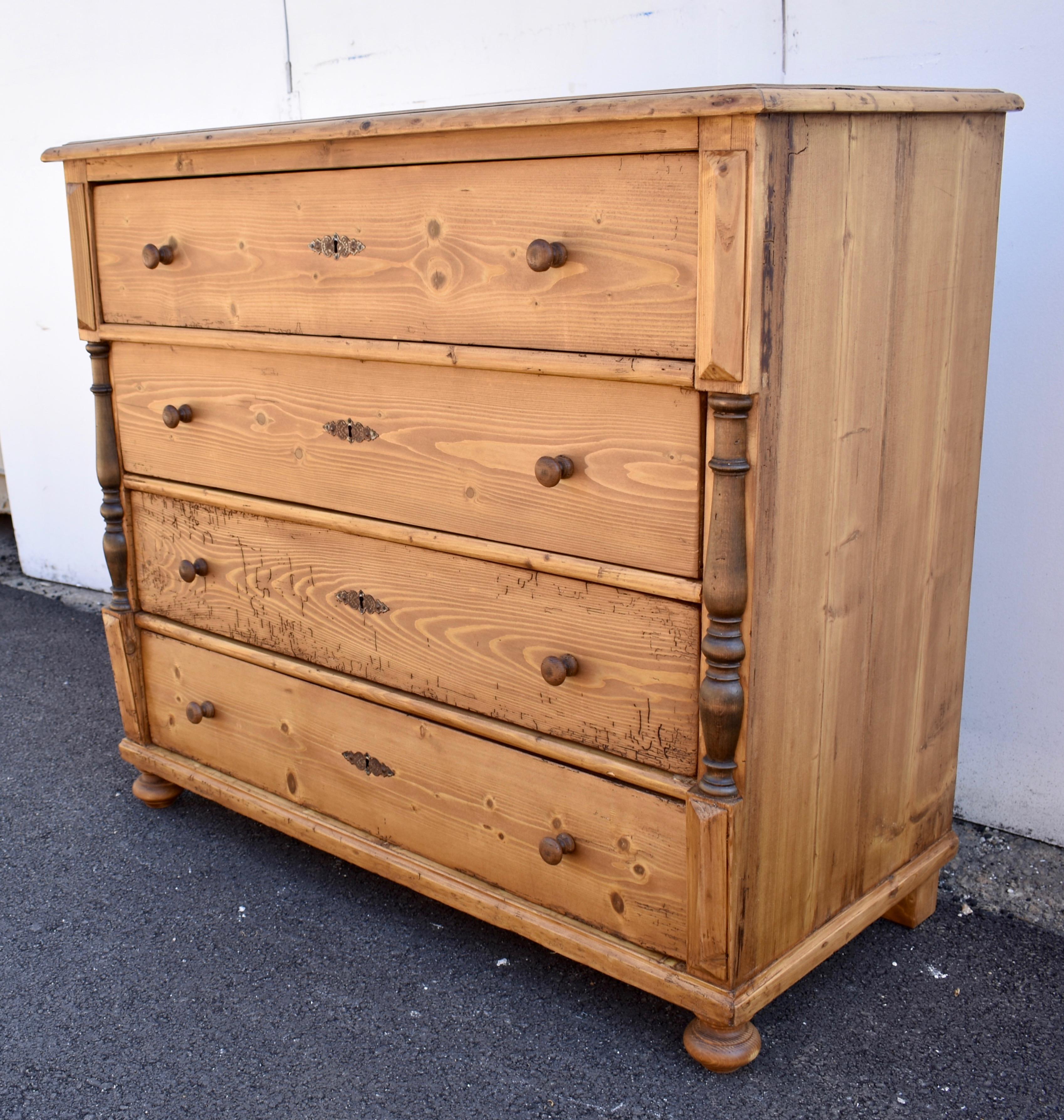 Hungarian Pine Chest of Four Drawers