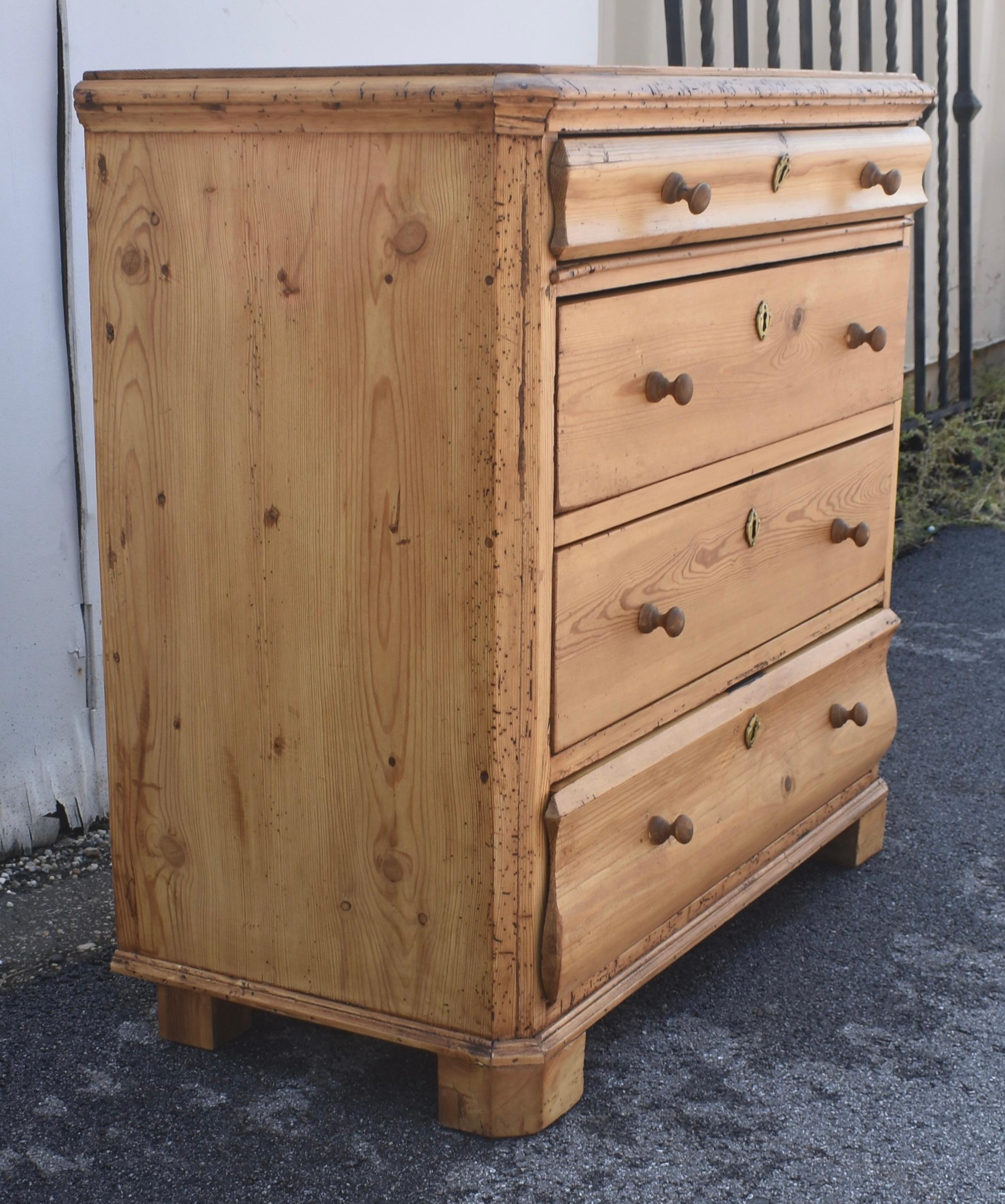 Danish Pine Chest of Four Drawers For Sale