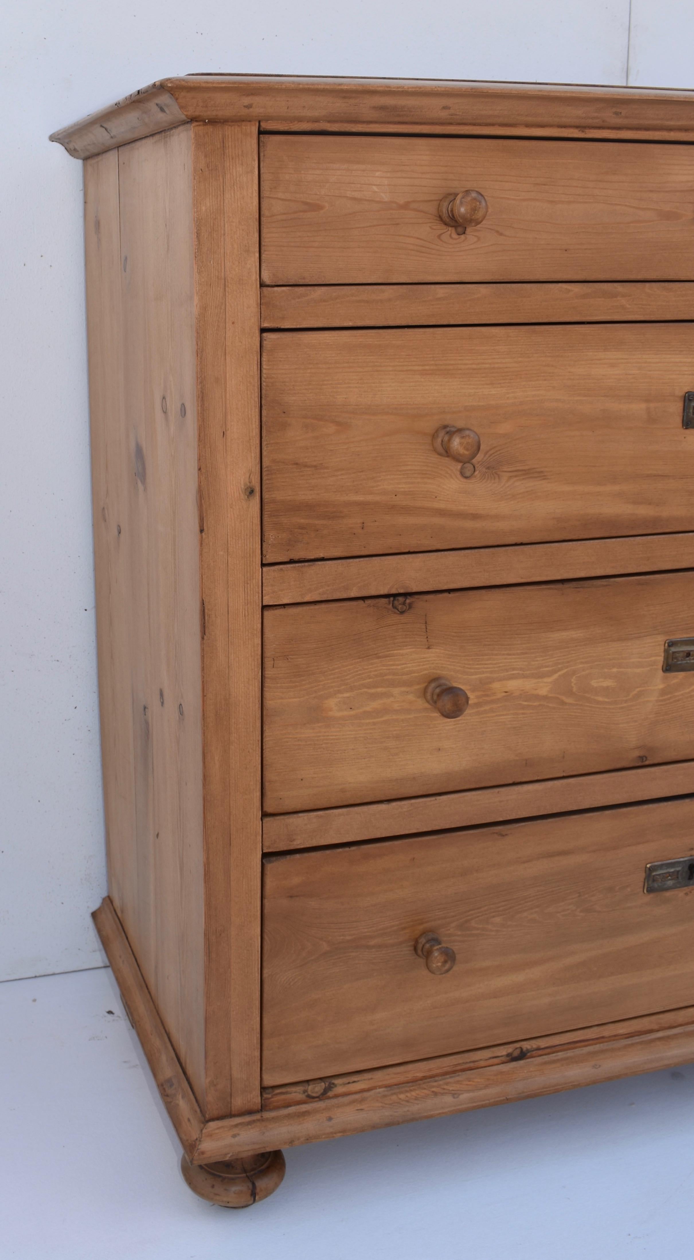 Pine Chest of Four Drawers In Good Condition In Baltimore, MD
