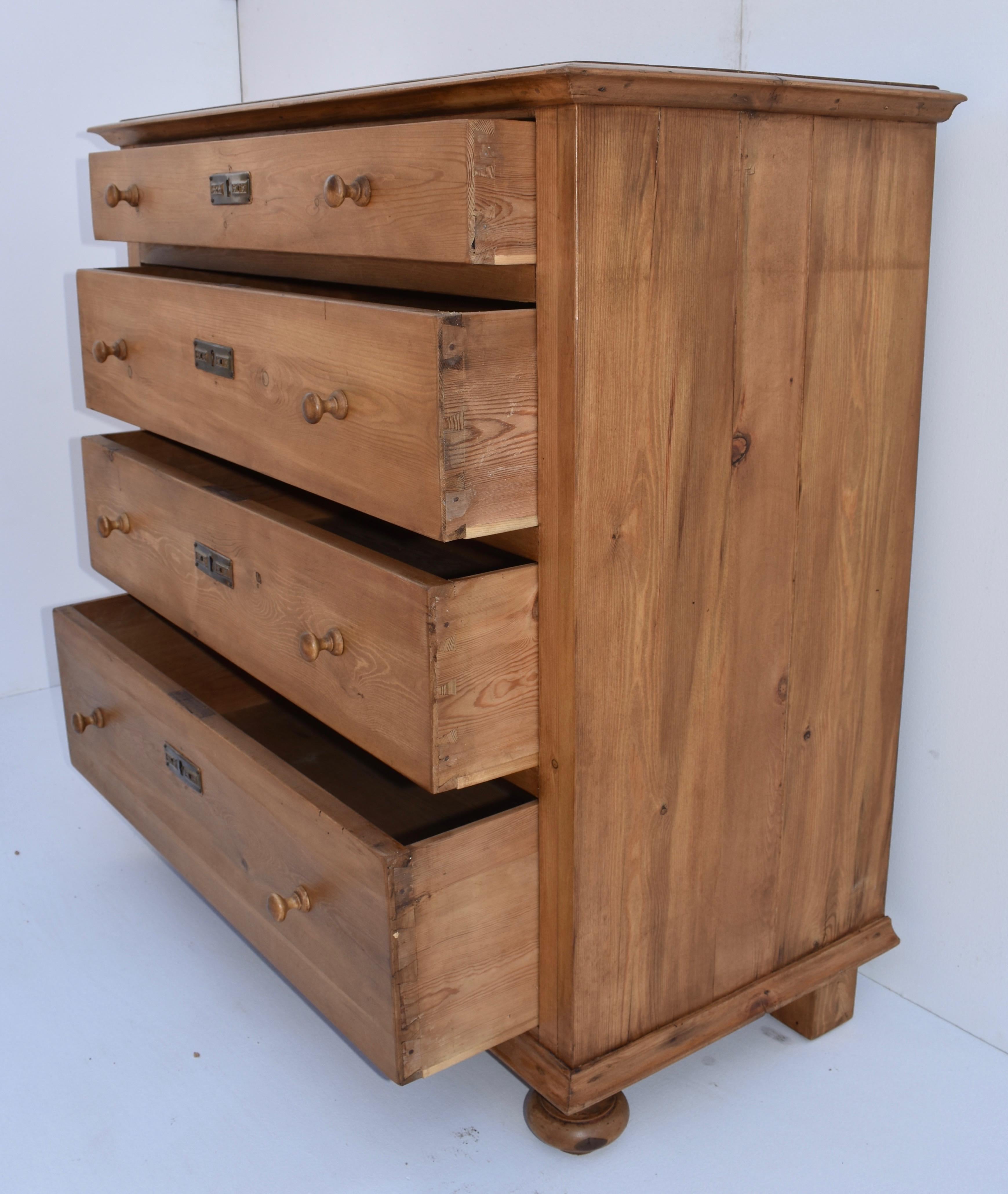 20th Century Pine Chest of Four Drawers