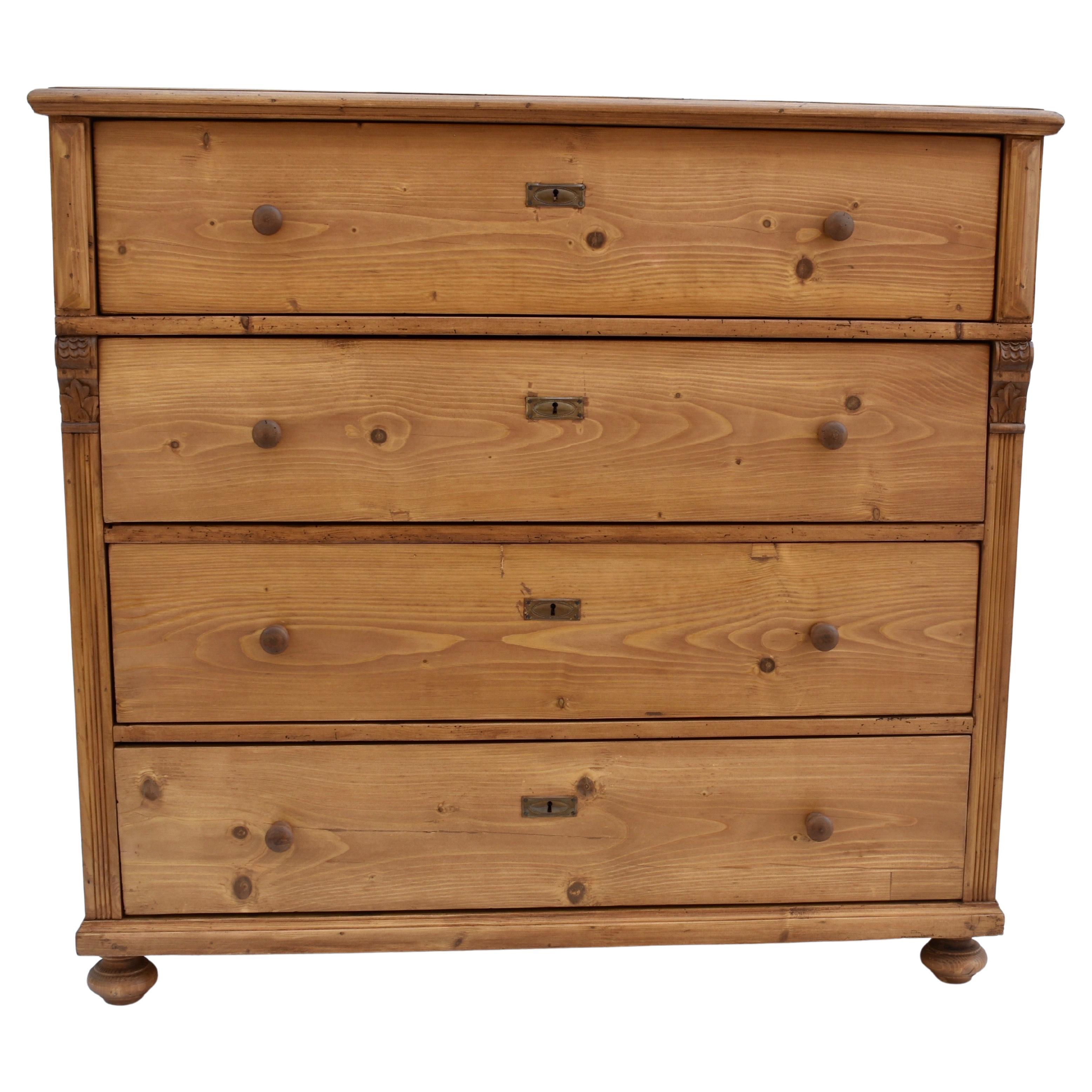 Pine Chest of Four Drawers at 1stDibs
