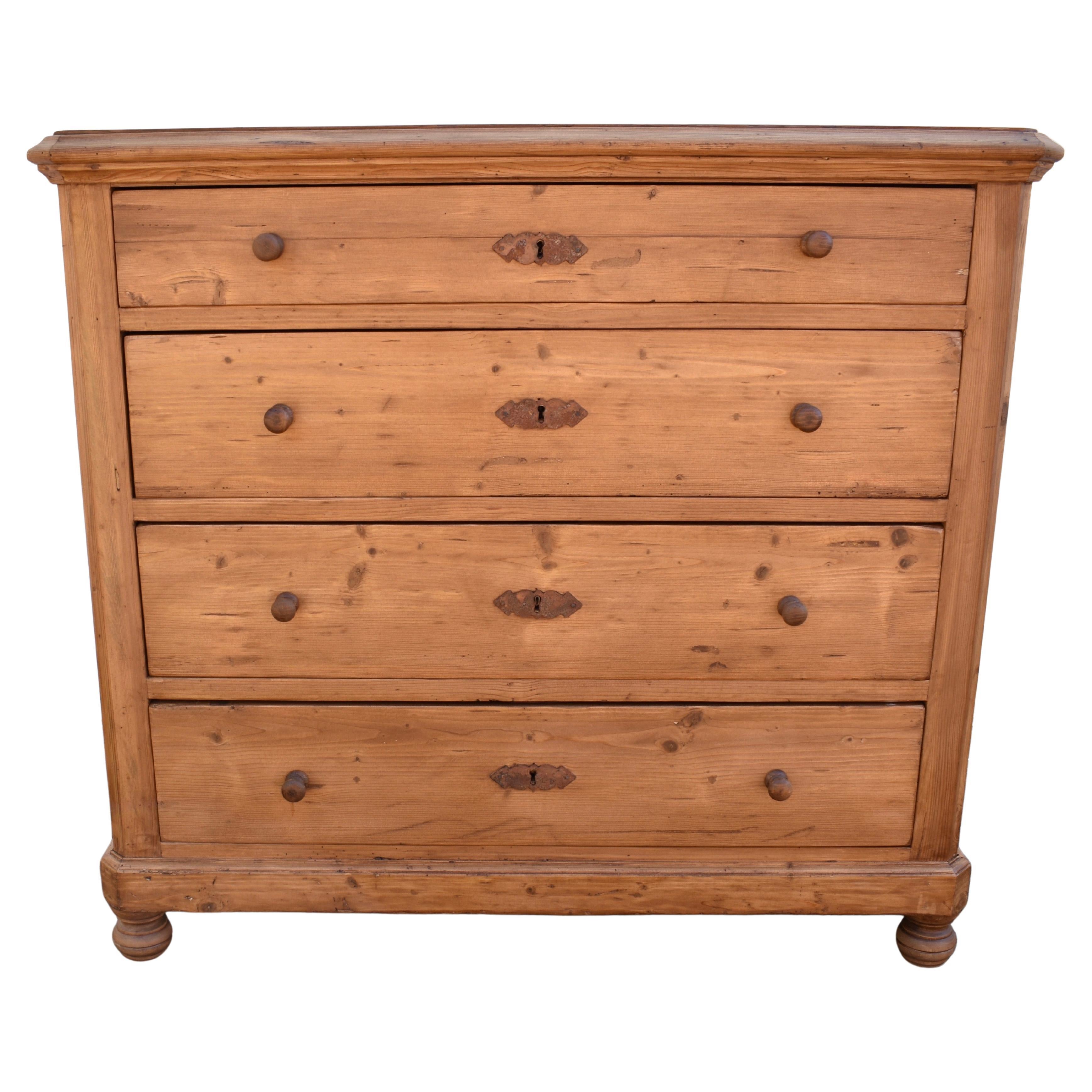Pine Chest of Four Drawers at 1stDibs