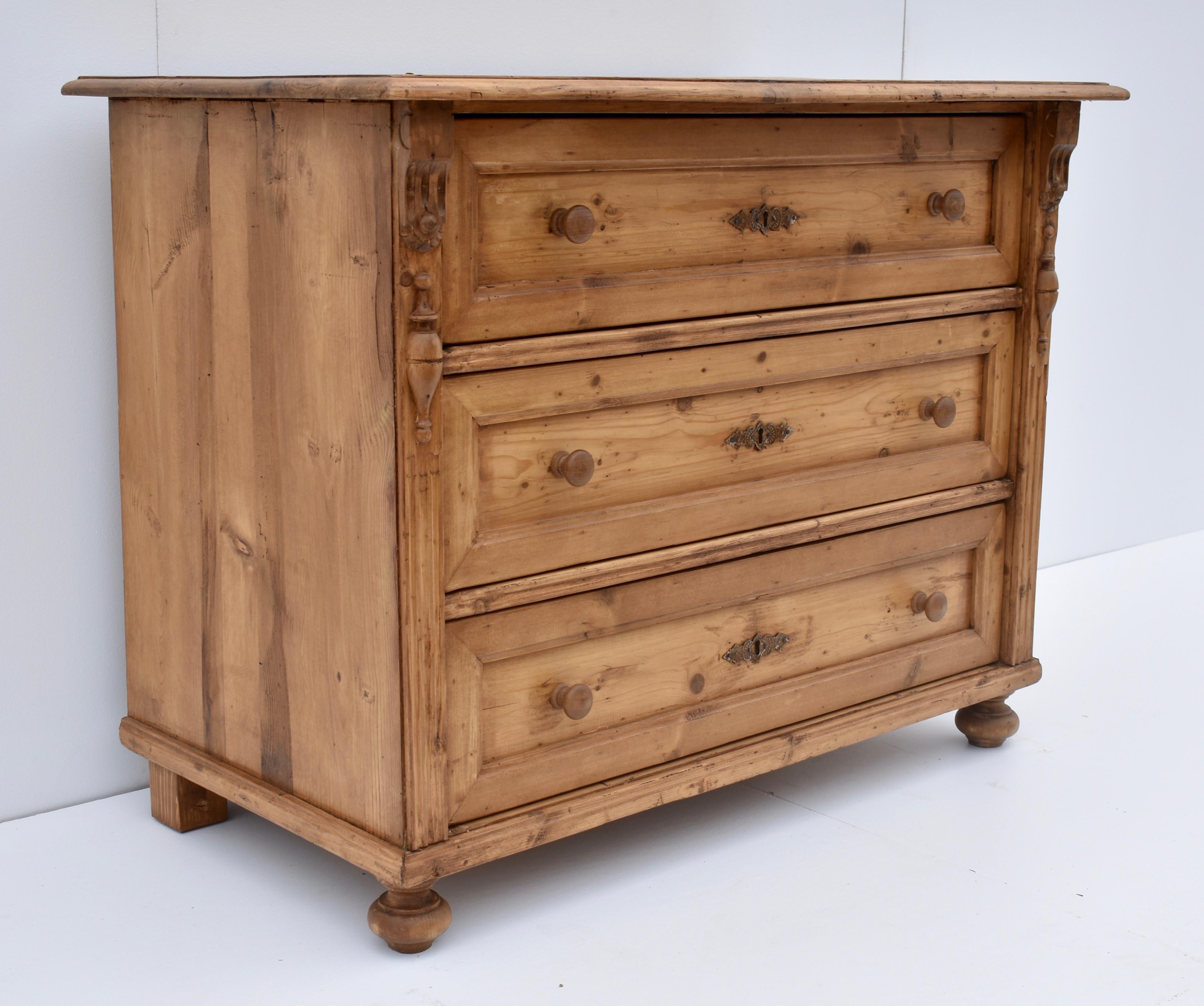 Country Pine Chest of Three Drawers