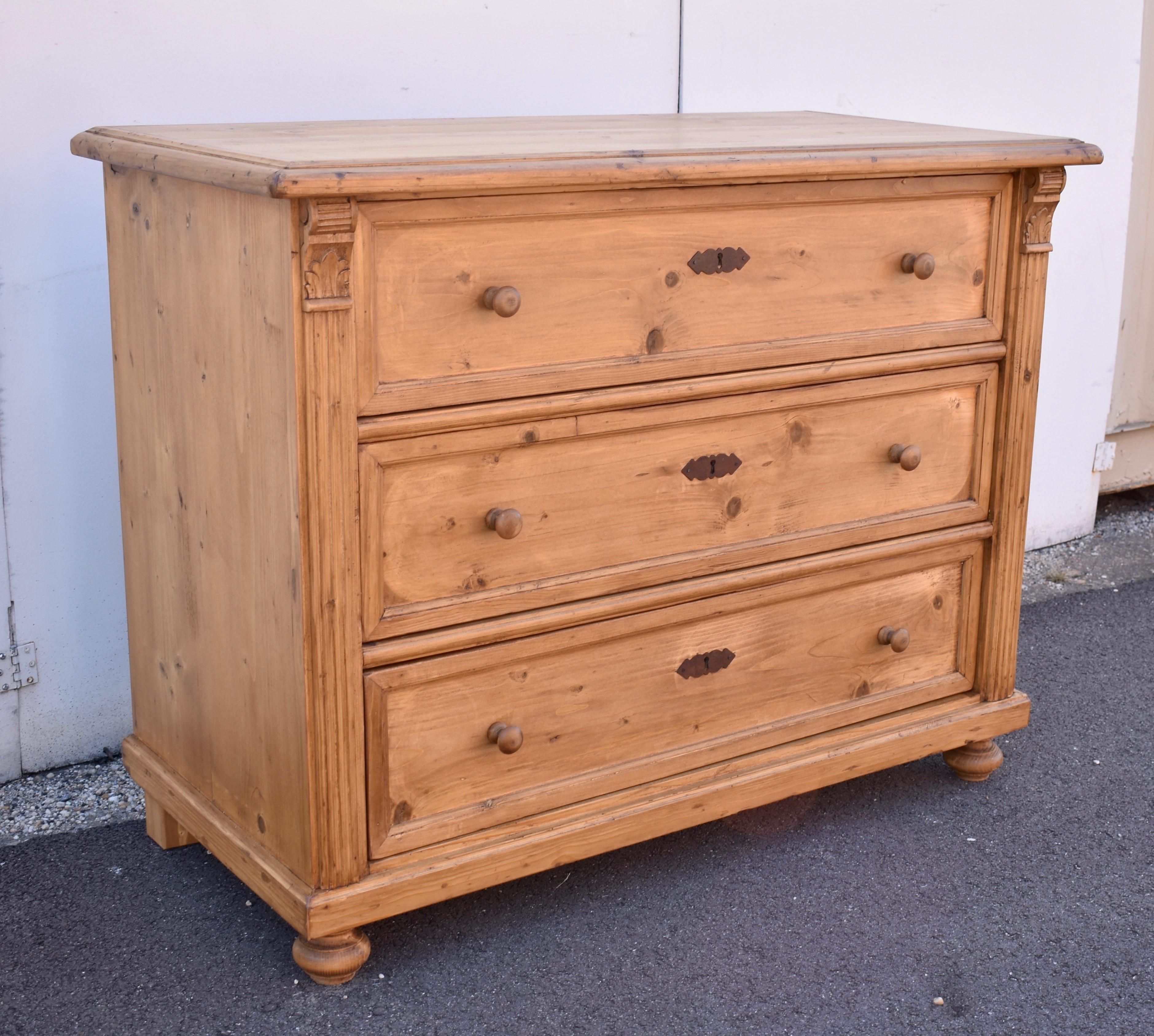 Country Pine Chest of Three Drawers