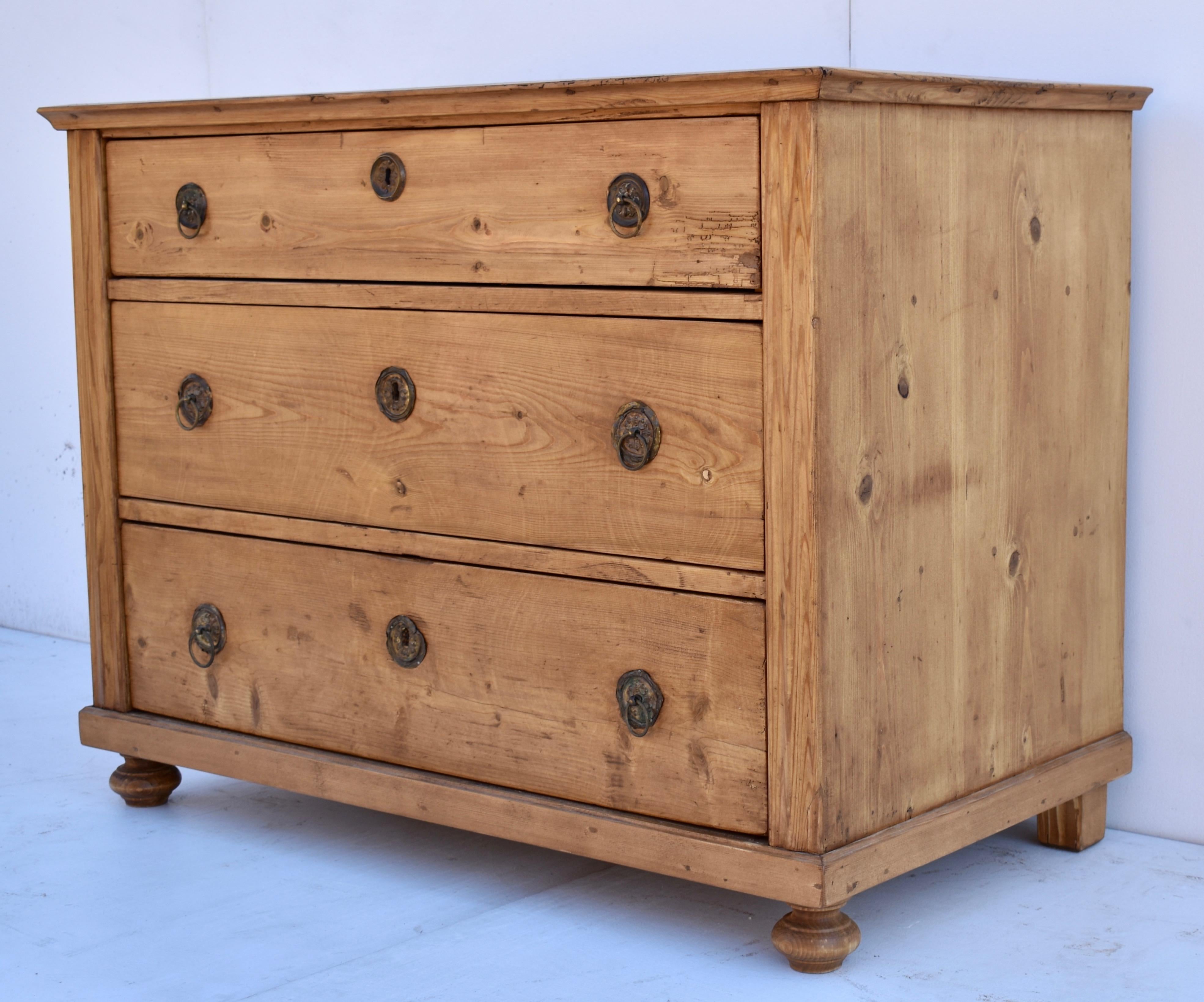 Country Pine Chest of Three Drawers