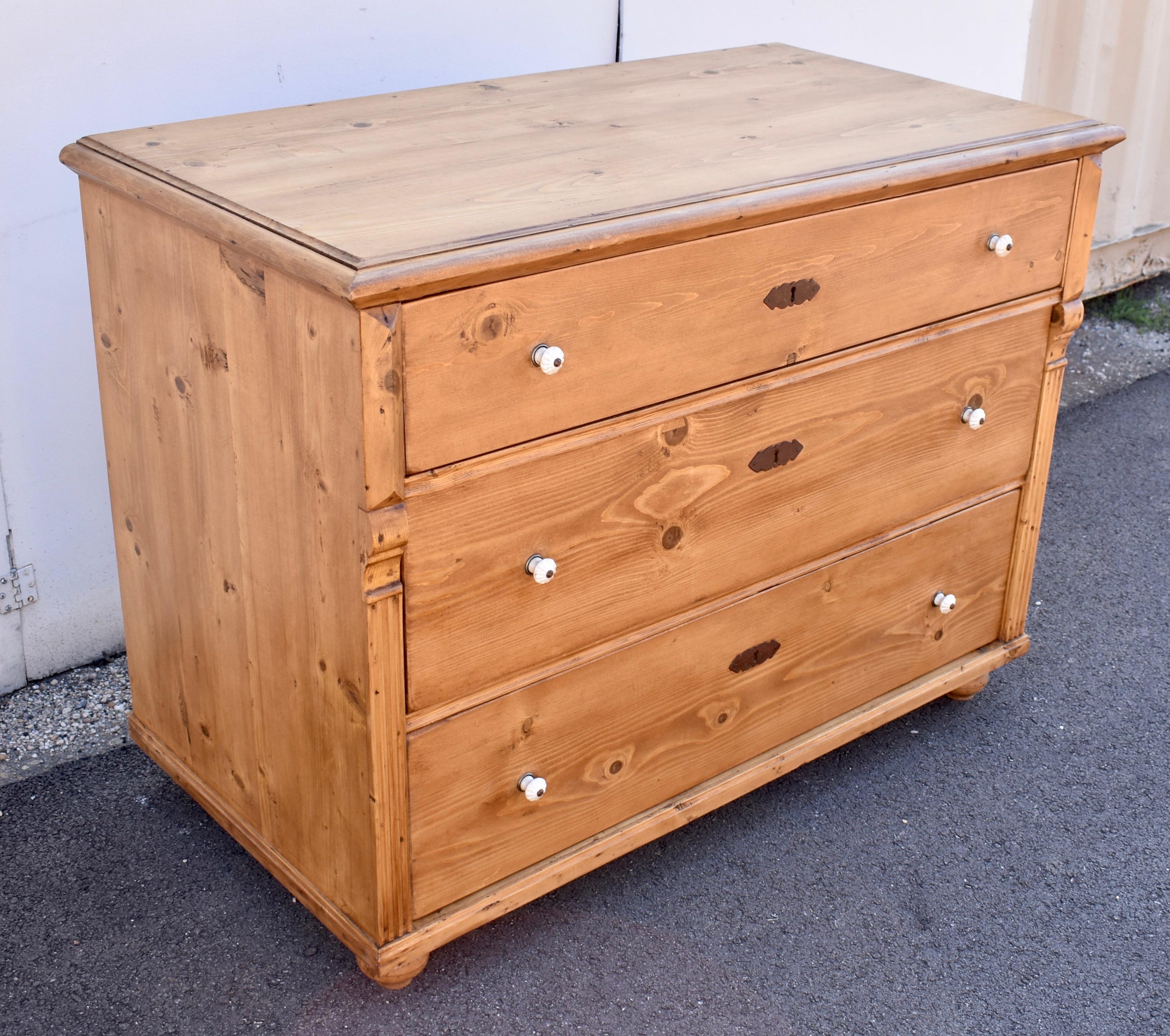Hungarian Pine Chest of Three Drawers For Sale