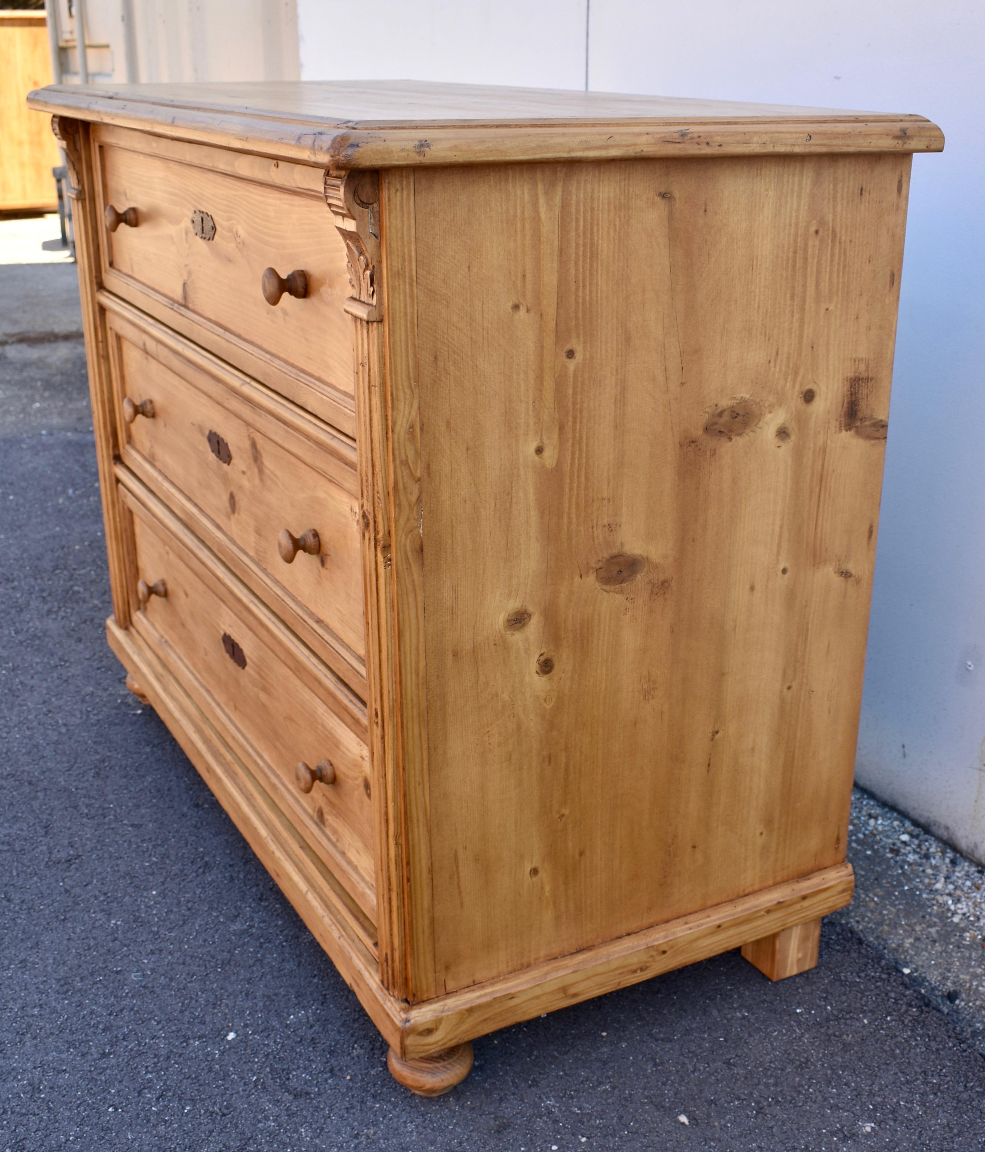 20th Century Pine Chest of Three Drawers