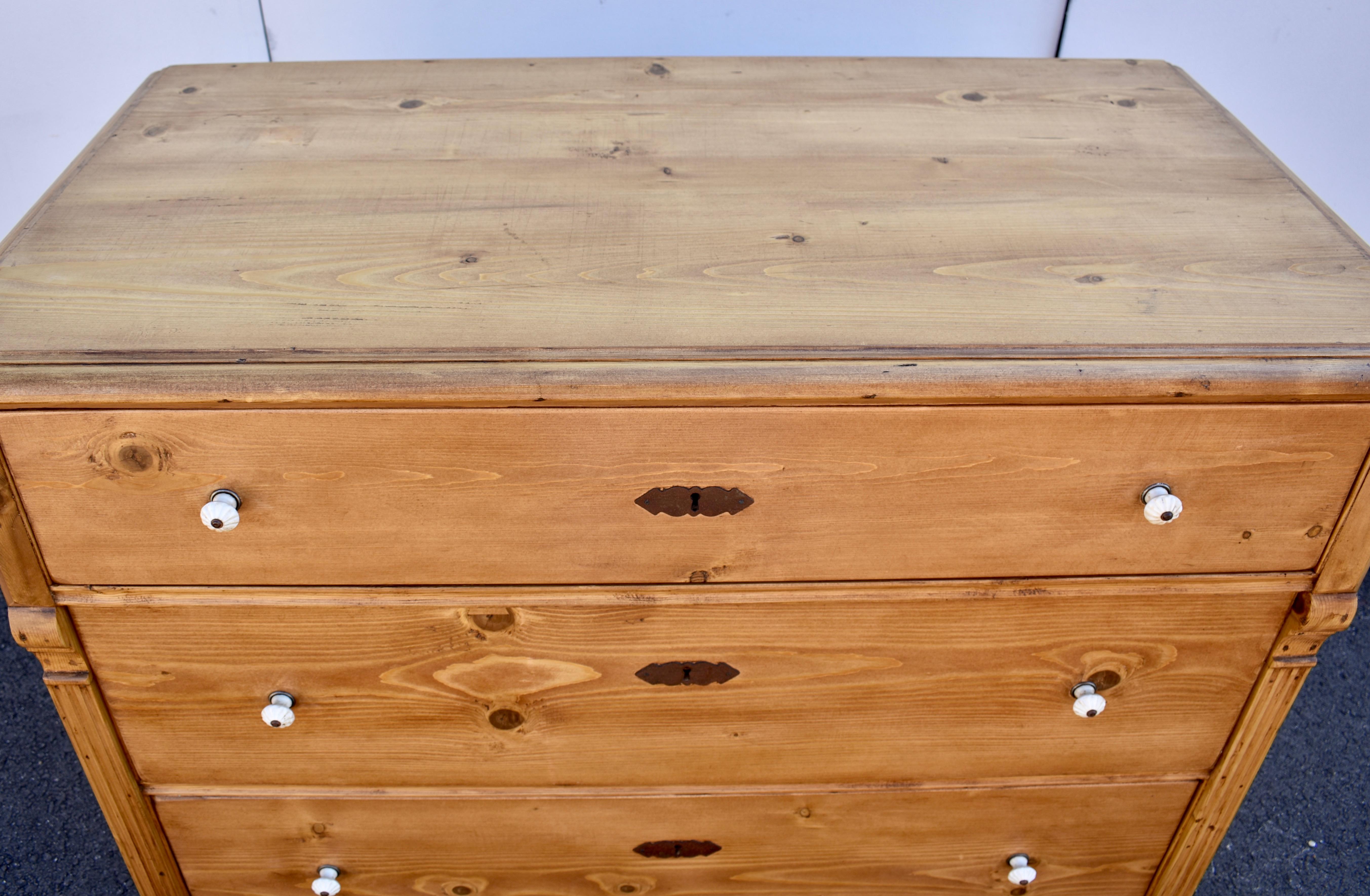 19th Century Pine Chest of Three Drawers For Sale