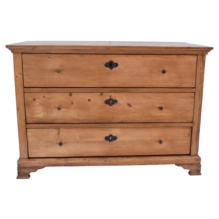 Pine Chest of Three Drawers at 1stDibs