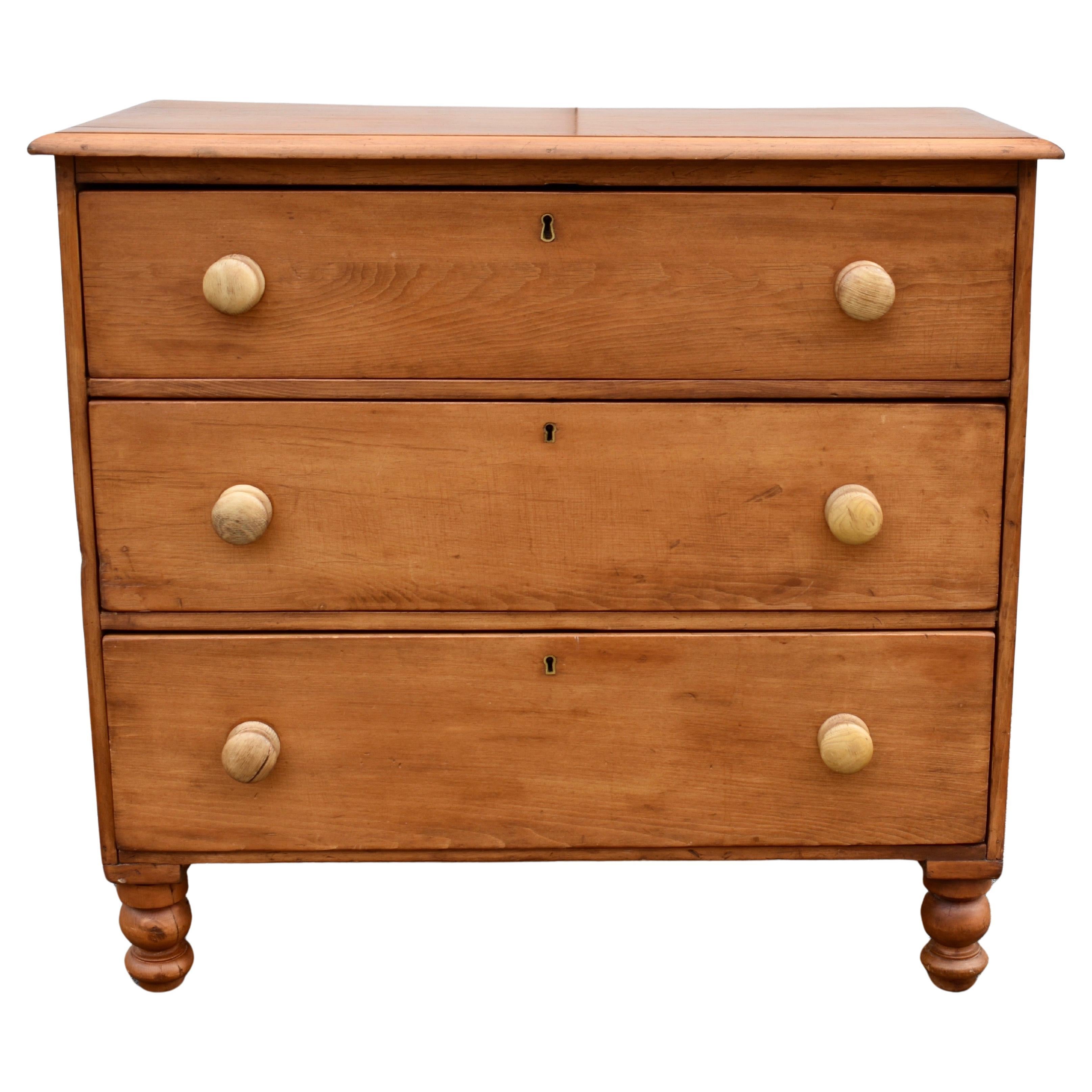 Pine Chest of Three Drawers For Sale