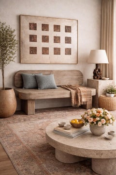 Pine Chunky Bench Paint-Washed Artisan Made, Blocky Minimalist Construction