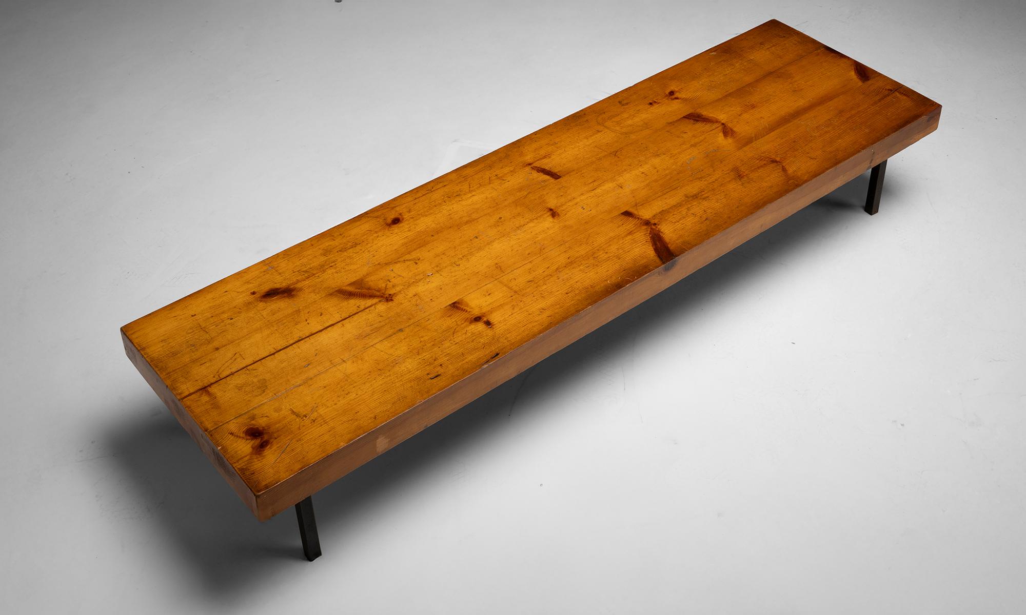 French Pine Coffee Table, France 1950