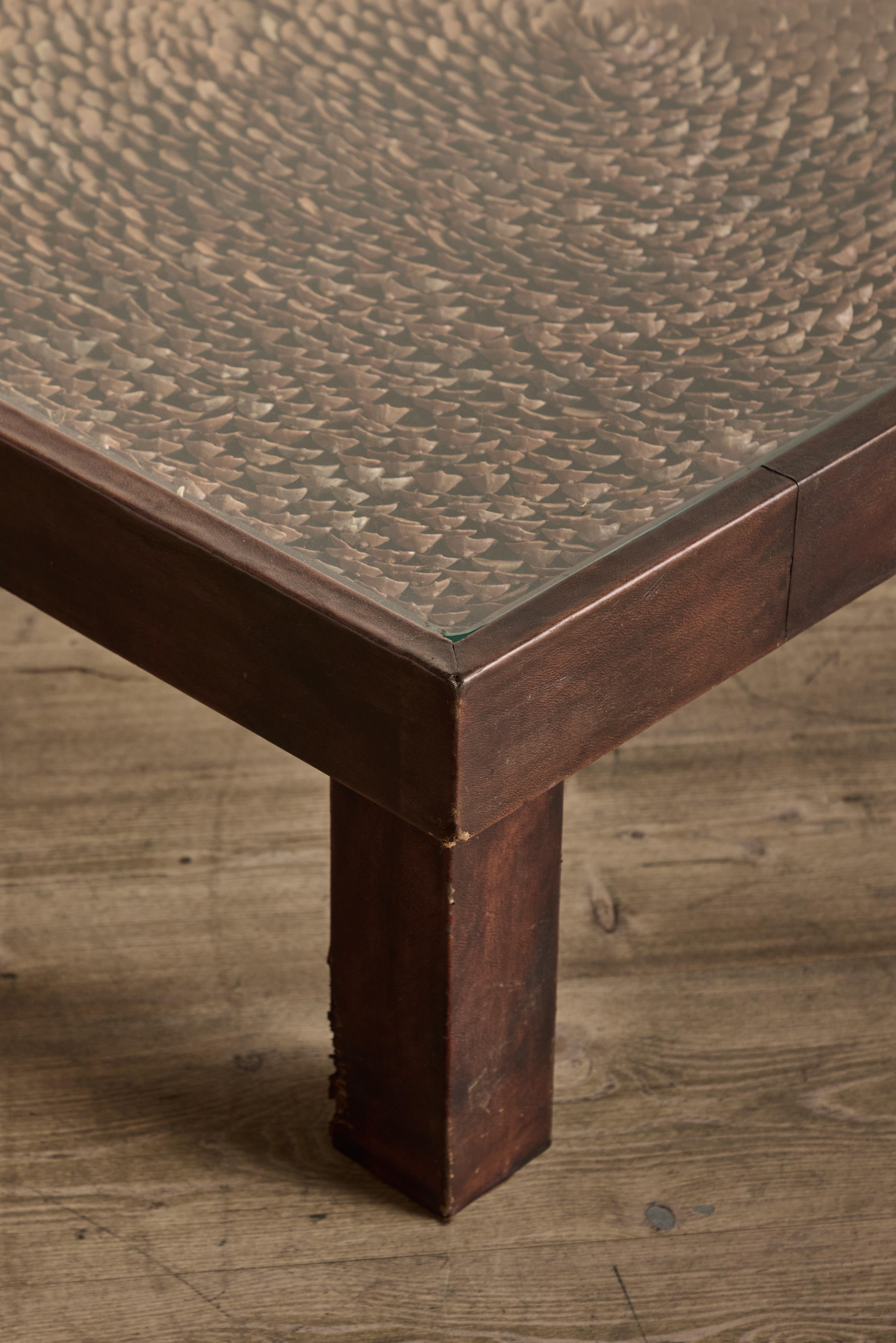 Leather Pine Cone Coffee Table