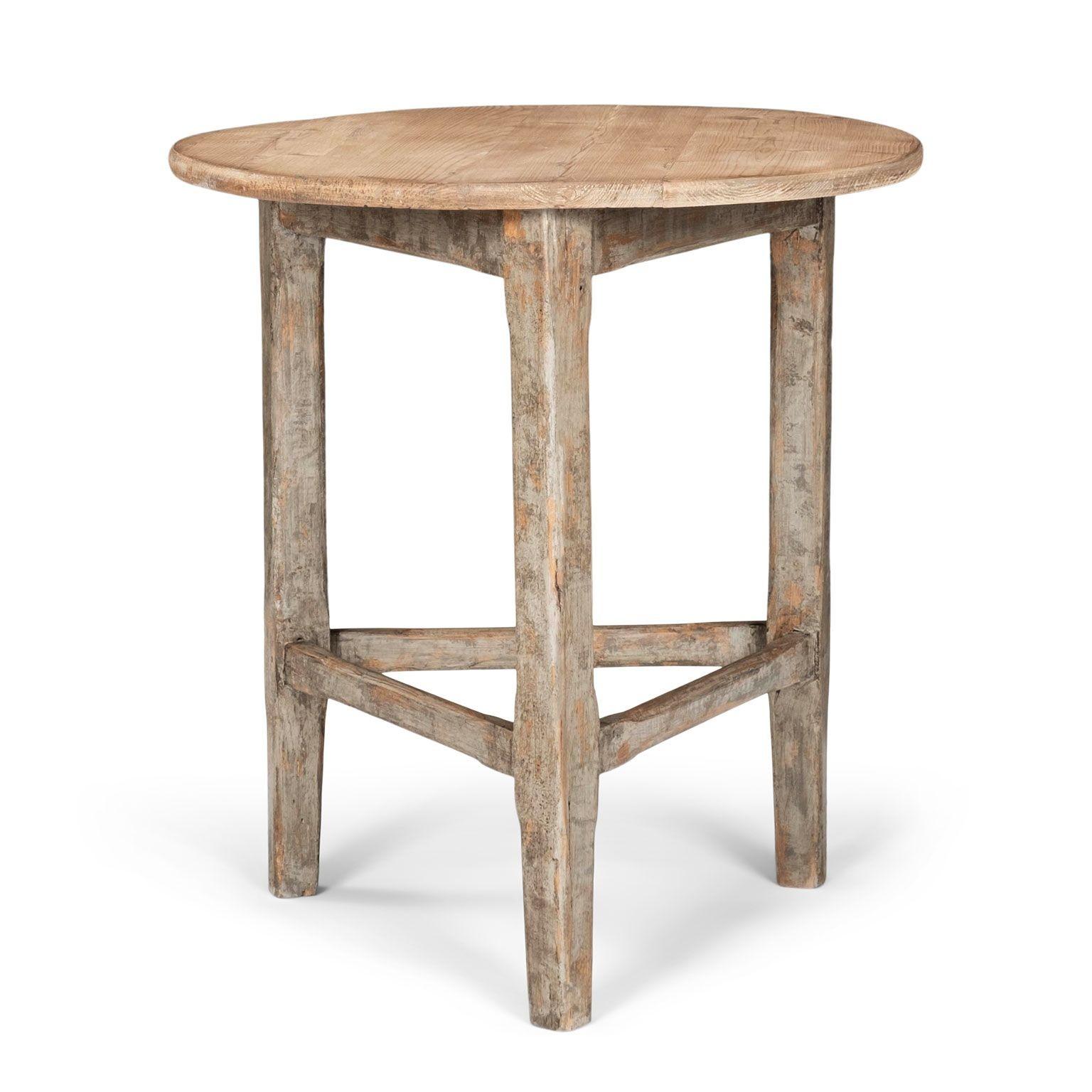 Pine Cricket Table with Gray-Painted Base For Sale 3