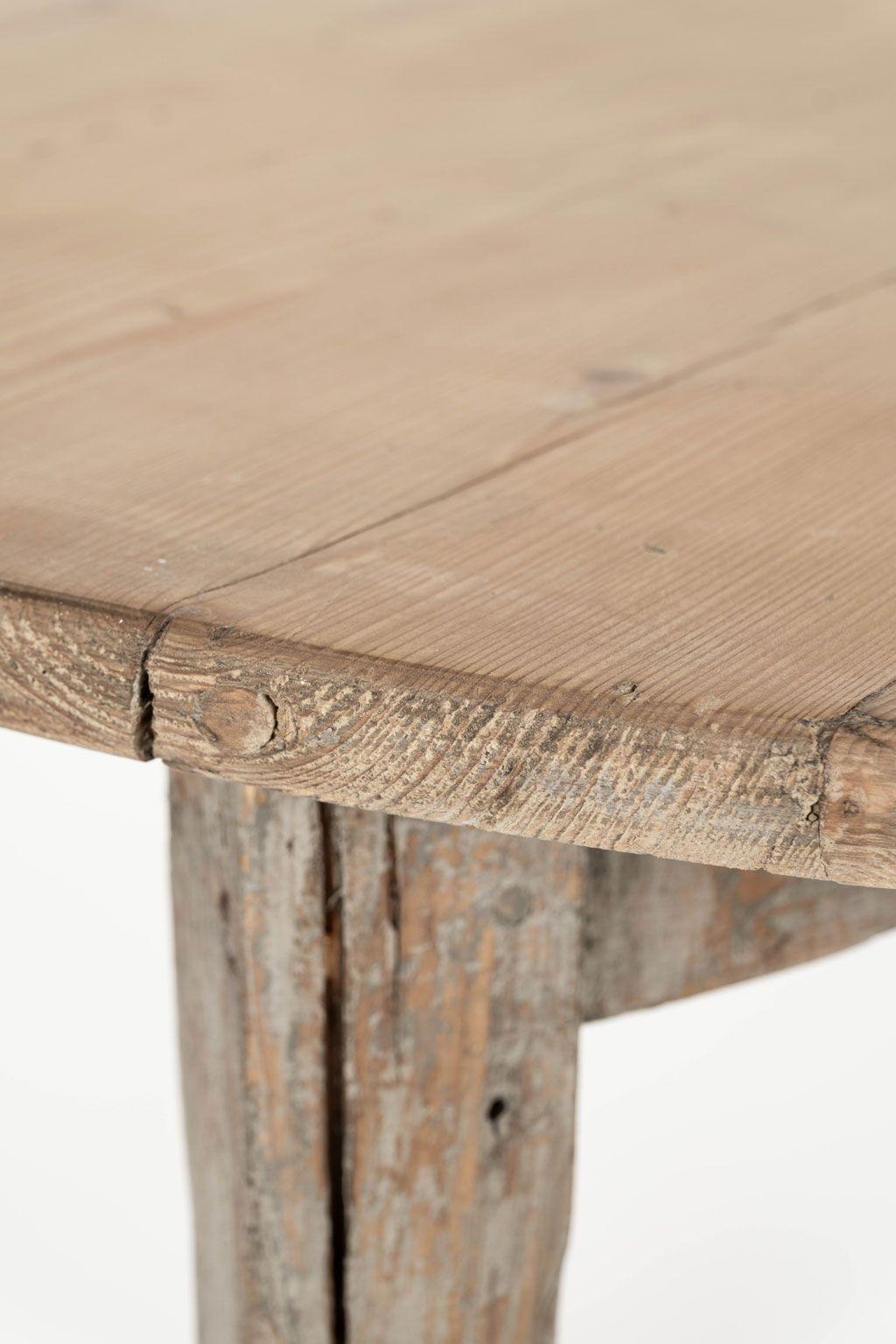 Pine Cricket Table with Gray-Painted Base For Sale 4