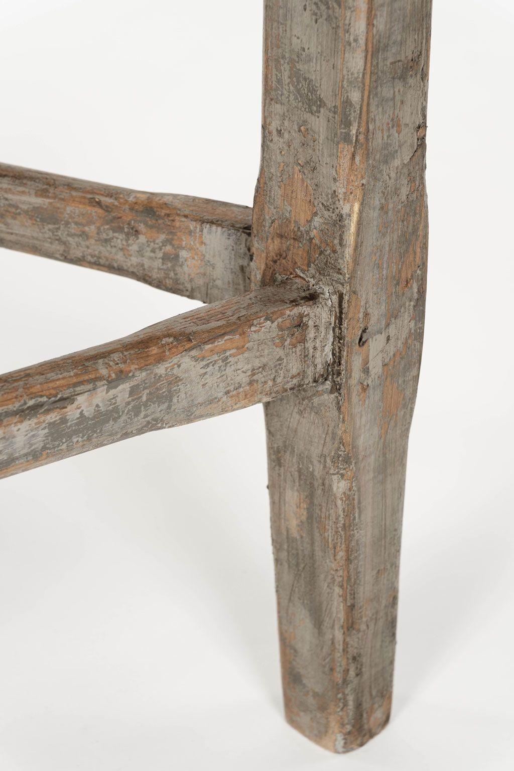 Country Pine Cricket Table with Gray-Painted Base For Sale