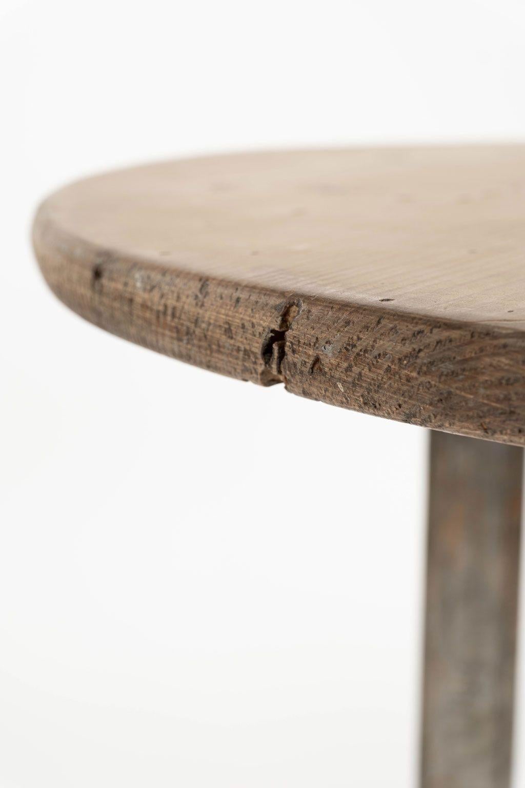 English Pine Cricket Table with Gray-Painted Base For Sale