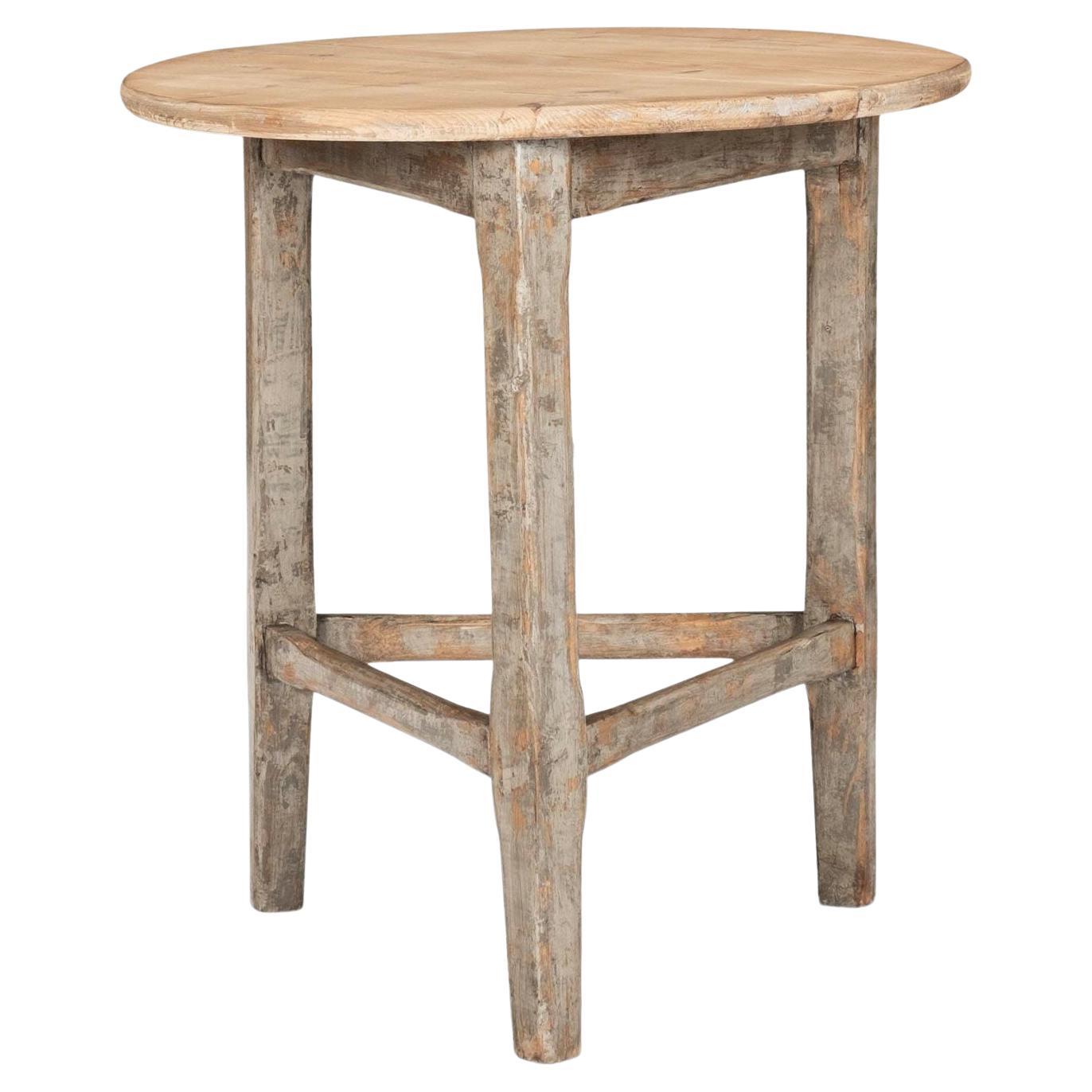 Pine Cricket Table with Gray-Painted Base For Sale
