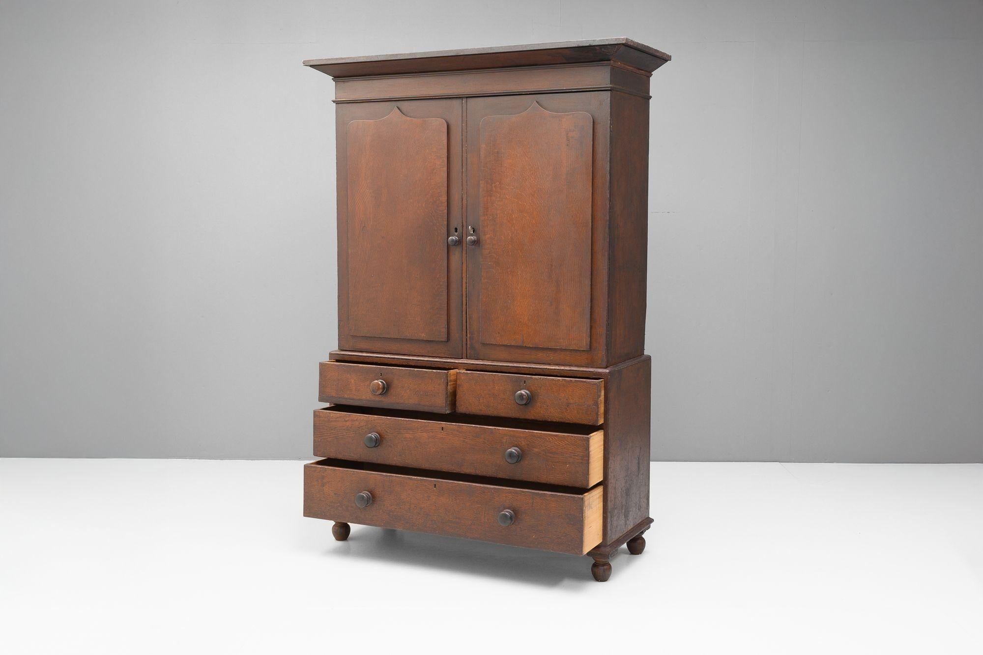 British Pine Cupboard For Sale