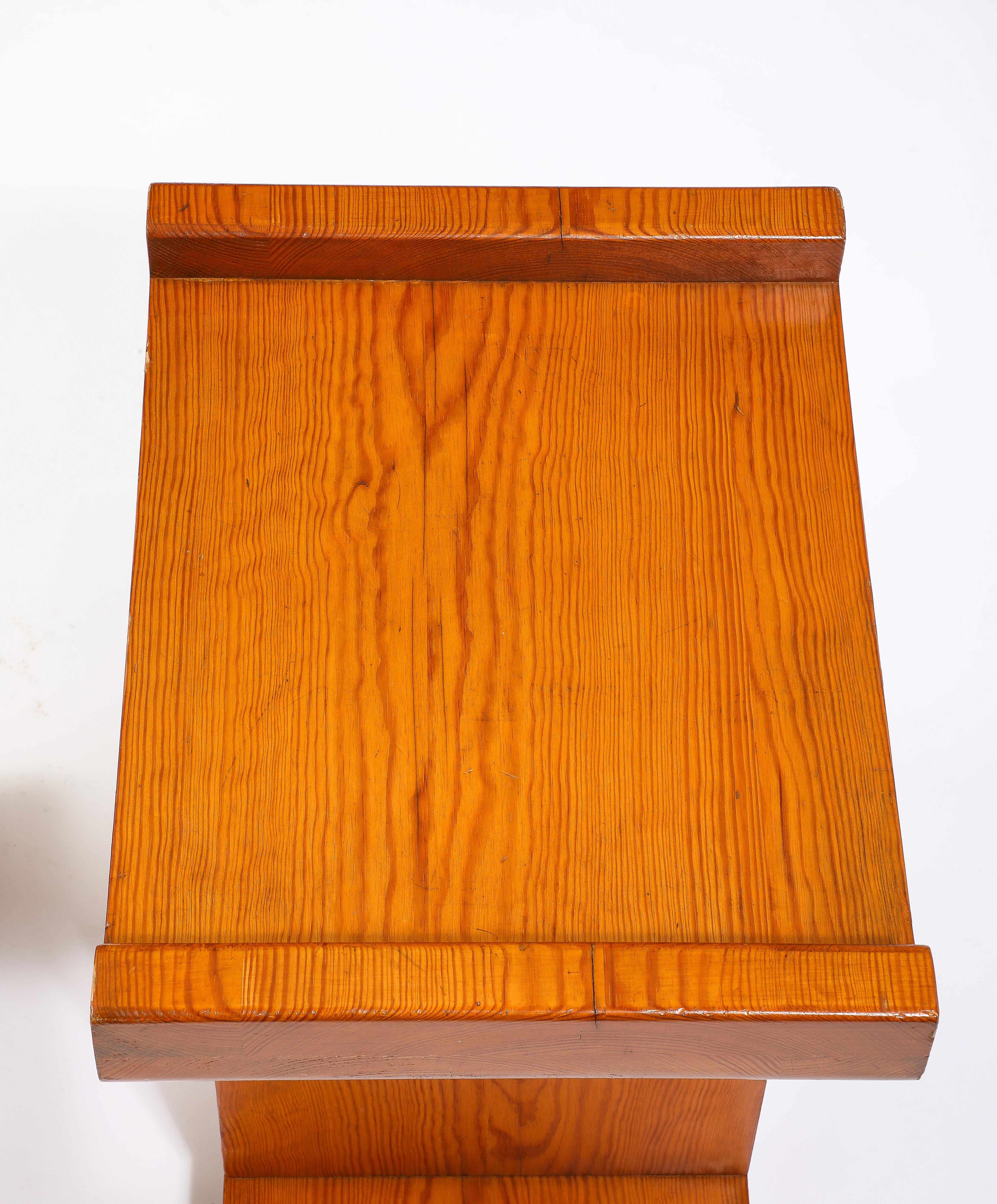 Pine Curved Tops Table or Stools, France 1950's For Sale 4