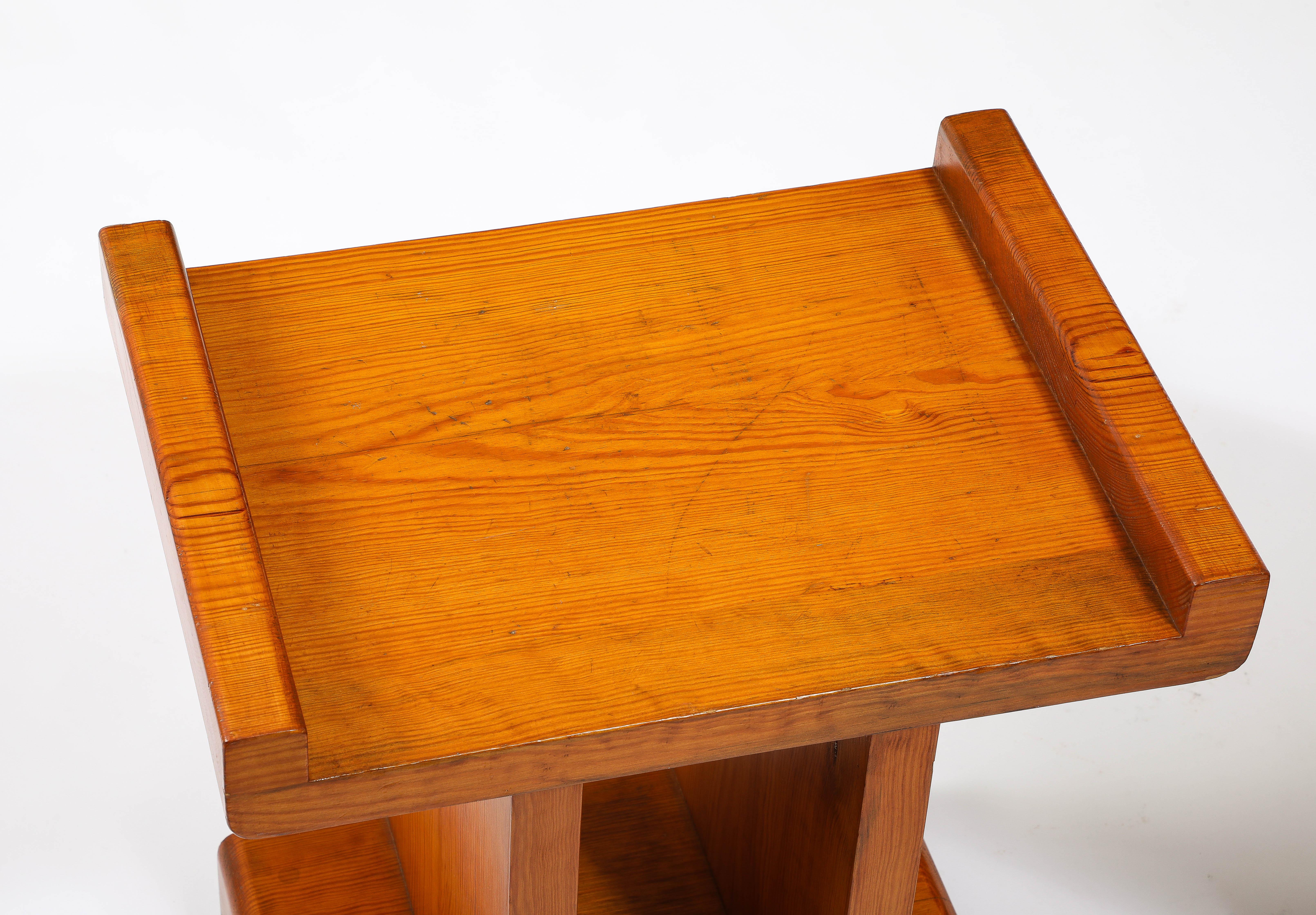20th Century Pine Curved Tops Table or Stools, France 1950's For Sale