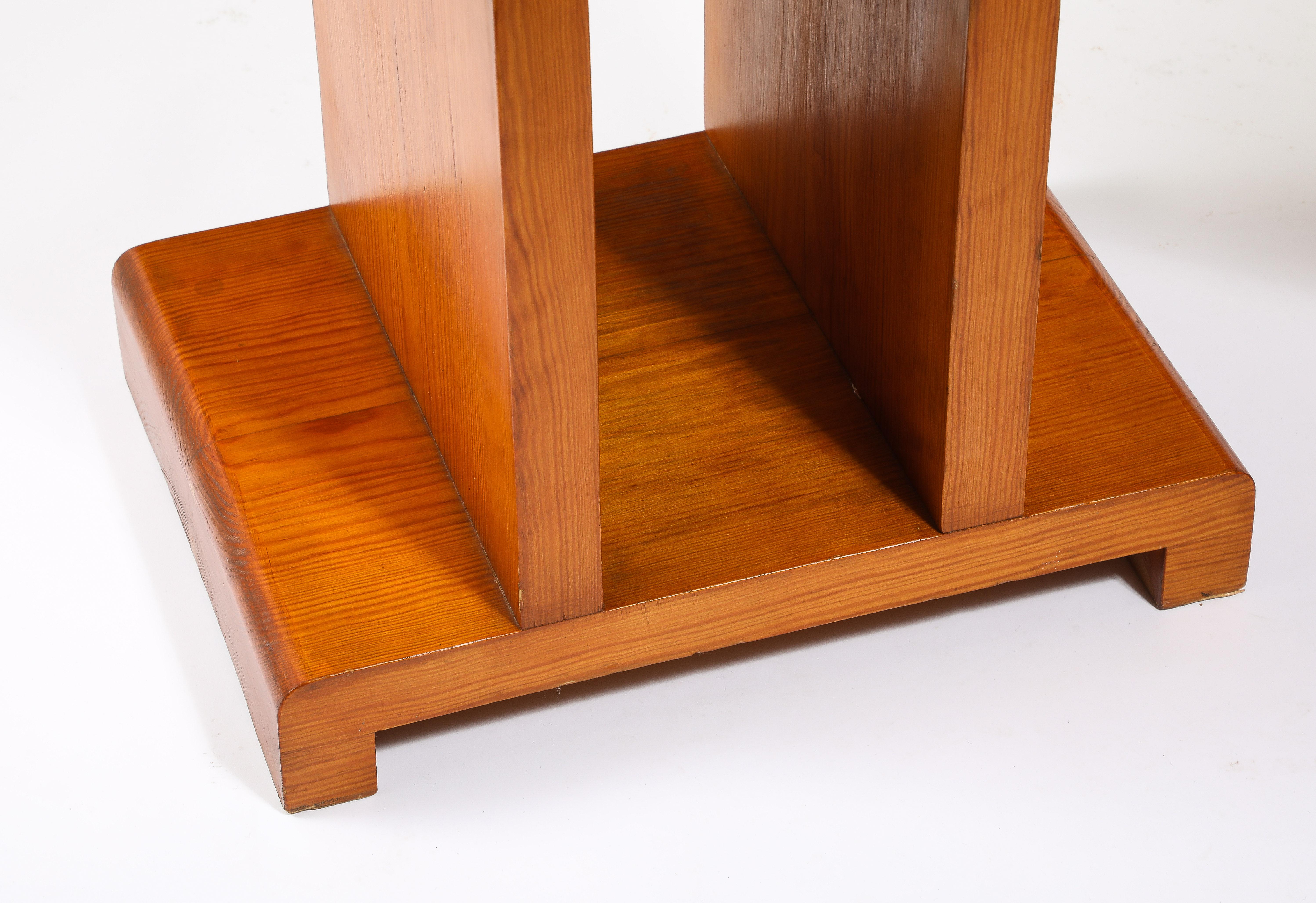 Pine Curved Tops Table or Stools, France 1950's For Sale 1