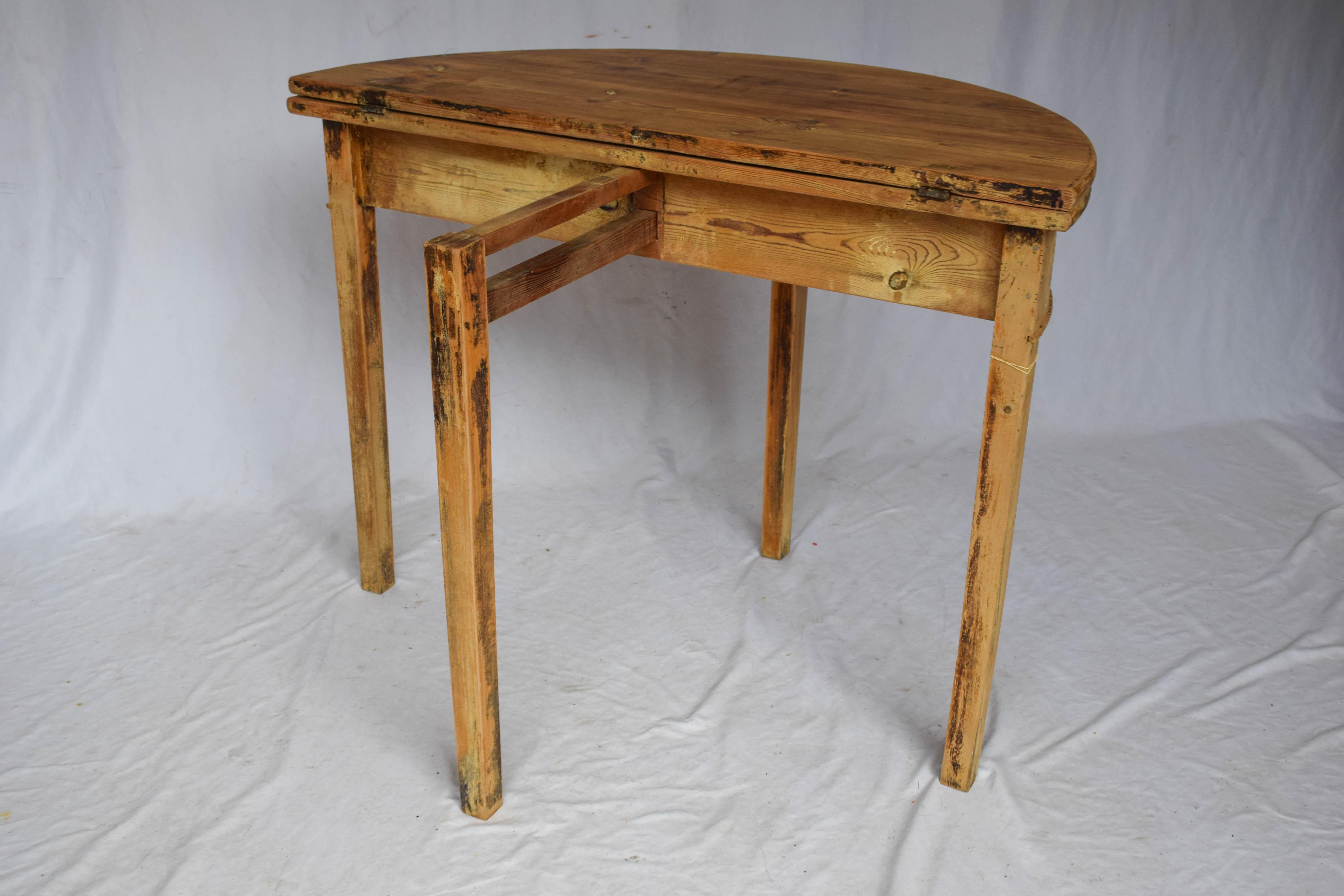 French Pine Demilune Table