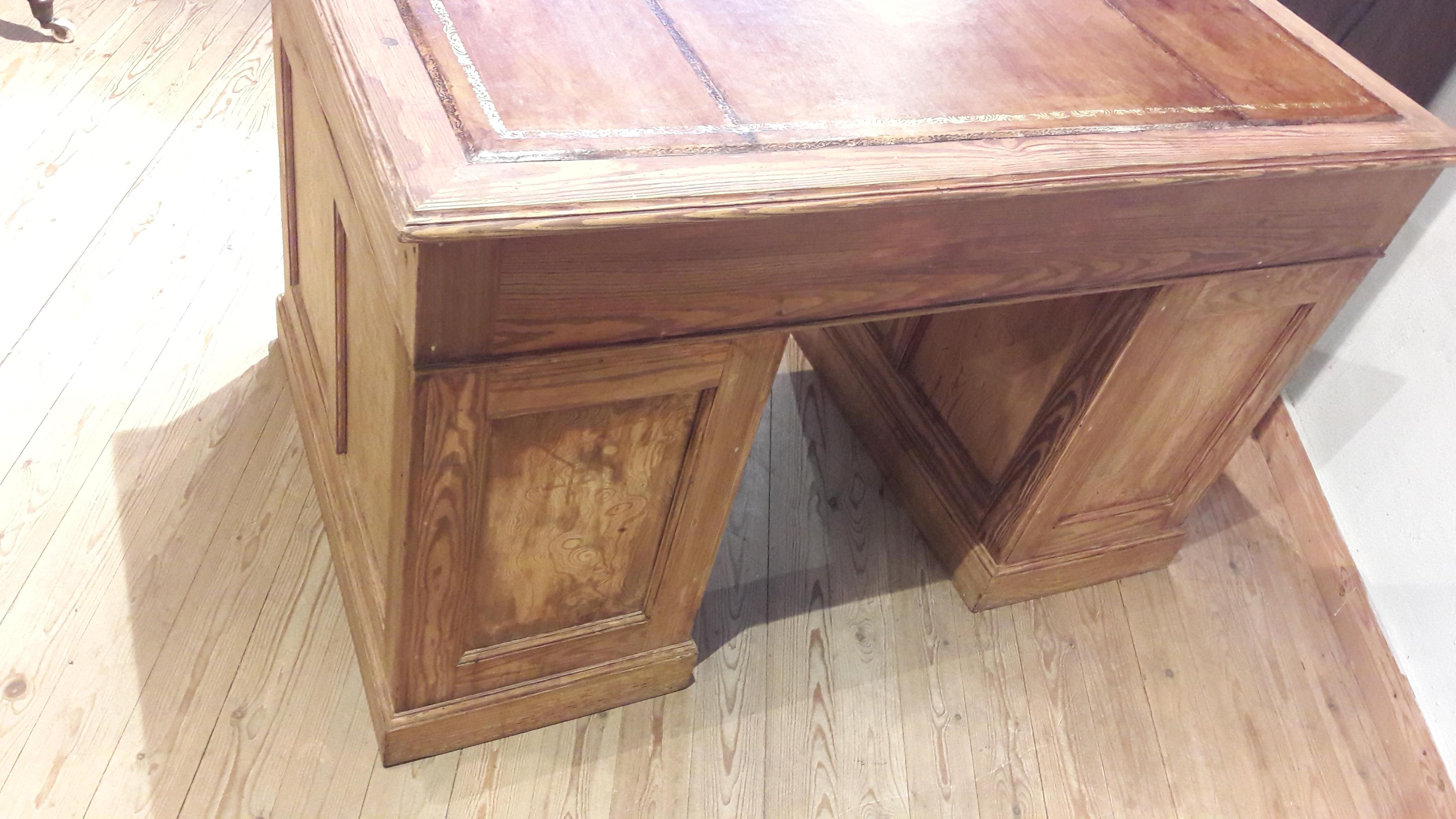 Leather Pine Desk For Sale