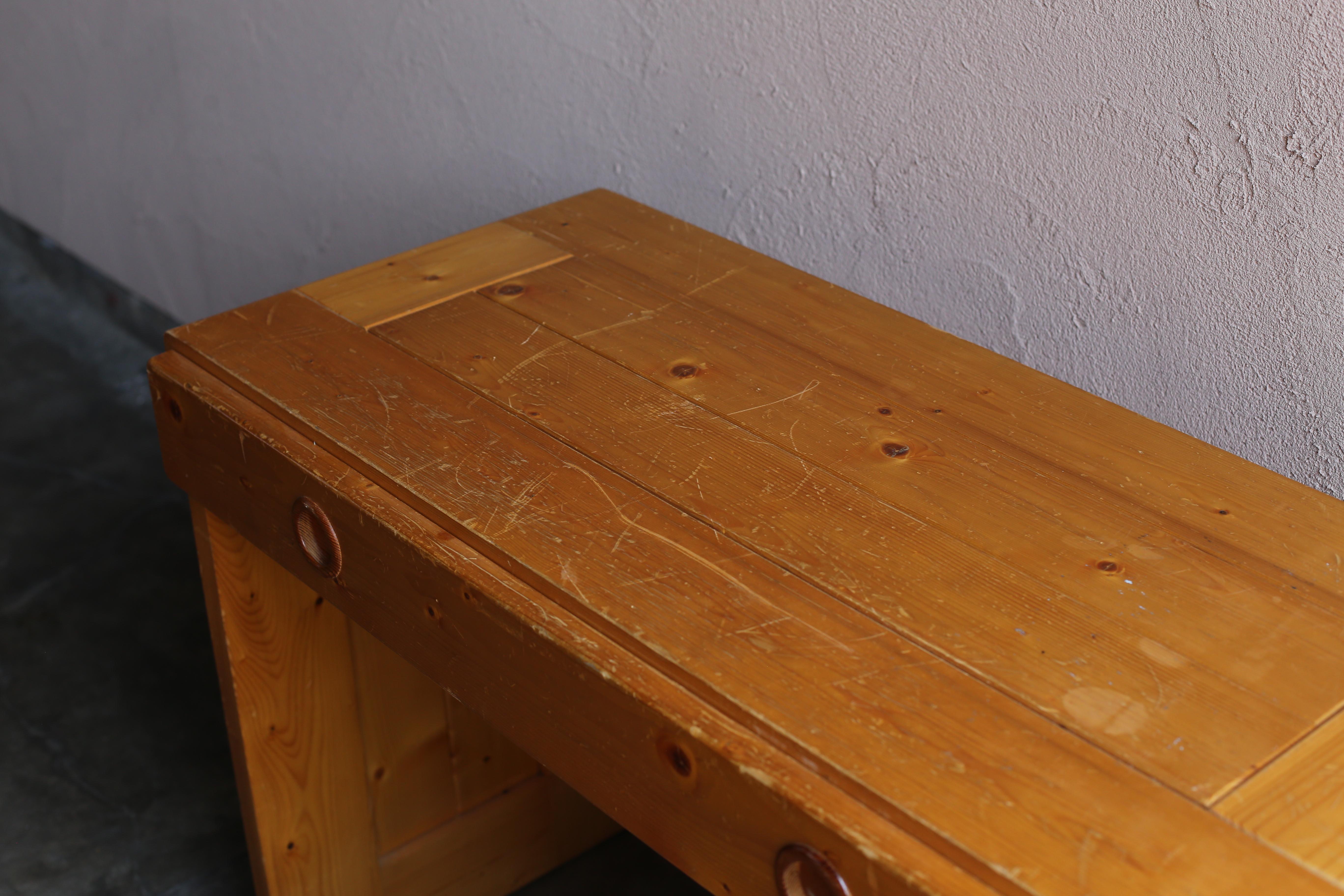 Woodwork Pine Desk with Drawer from Les Arcs