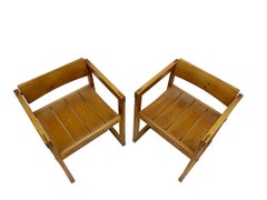 Pine dining arm chairs by Edvin Helseth for Stange Bruk, Norway 1960s