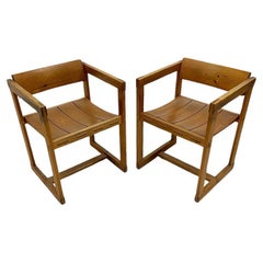 Vintage Pine dining arm chairs by Edvin Helseth for Stange Bruk, Norway 1960s