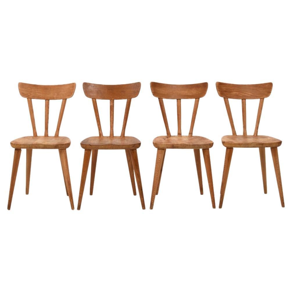 Chaises de salle à manger en pin par Göran Malmvall pour Svensk Fur, ensemble de 4