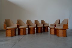 PINE DINING CHAIRS IN BOUCLE UPHOLSTERY - GERMANY 1970s