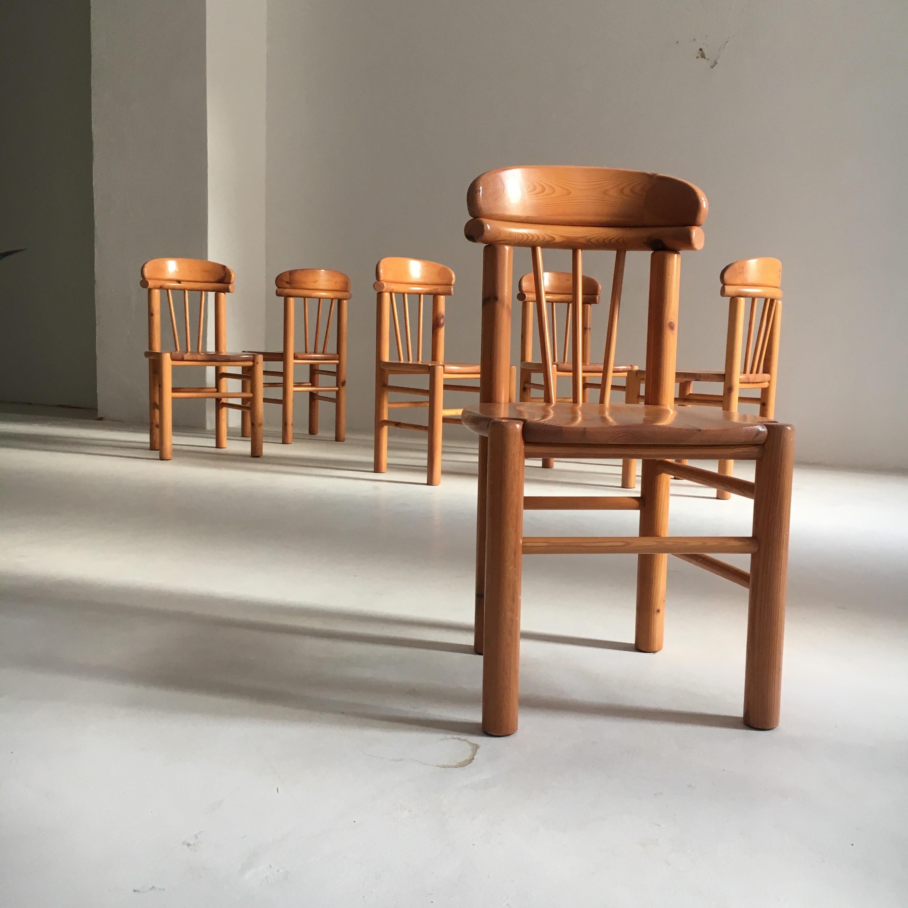 Pine Dining Chairs Rainer Daumiller Set of Six, Denmark, 1970 For Sale 5