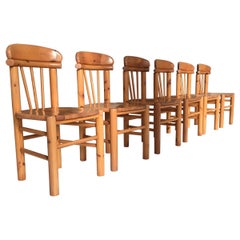 Set di sei sedie da pranzo in pino Rainer Daumiller, Danimarca, 1970