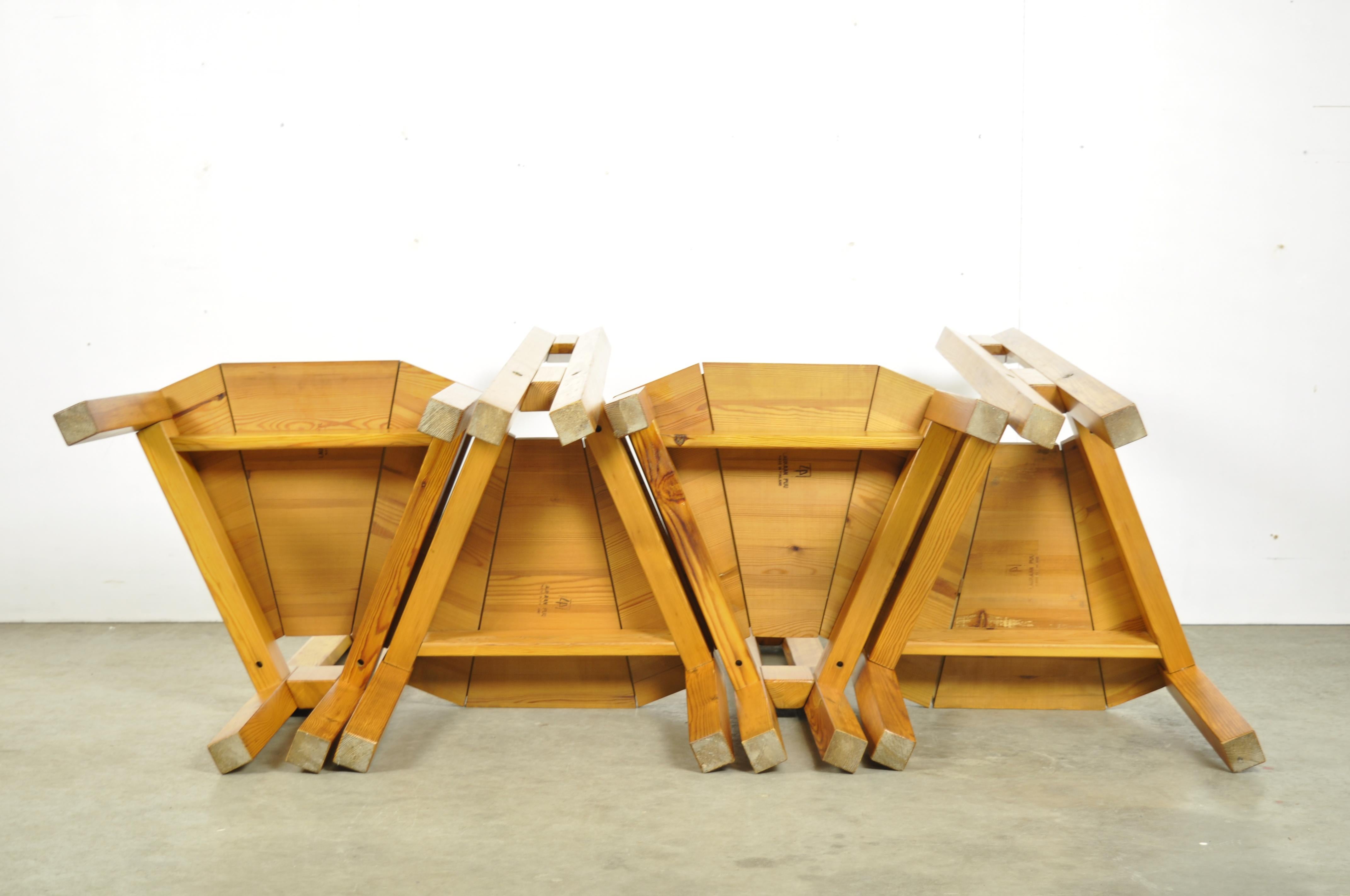 Pine Dining Chairs “Rantasipi” by Arnold Lerber for Laukaan Puu, Finland, 1970s For Sale 9