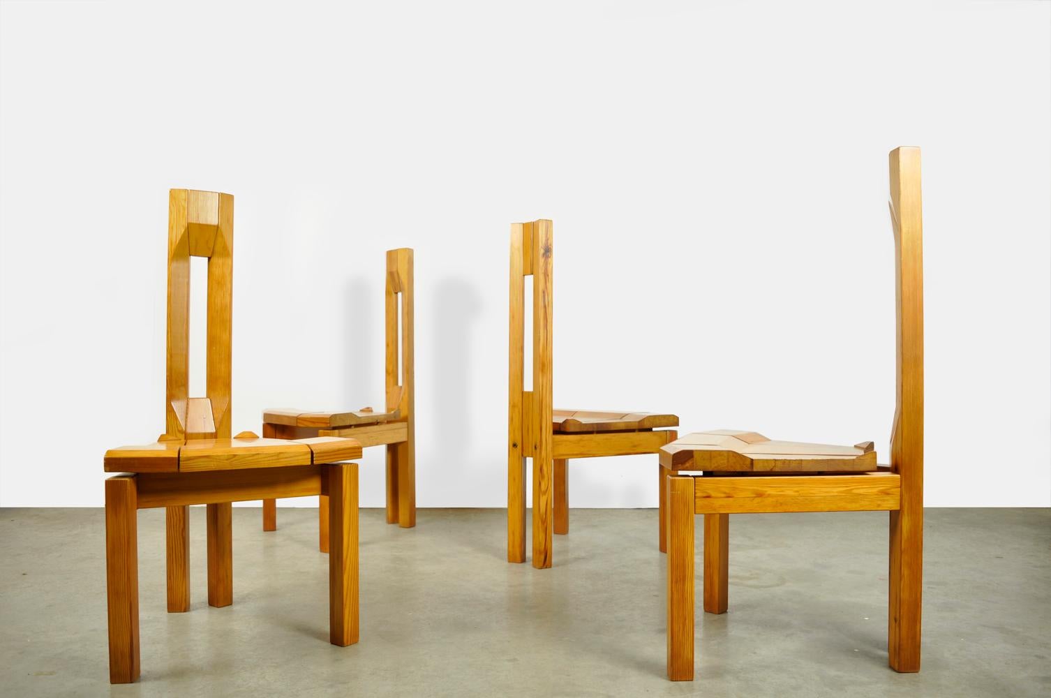 Laminated Pine Dining Chairs “Rantasipi” by Arnold Lerber for Laukaan Puu, Finland, 1970s For Sale