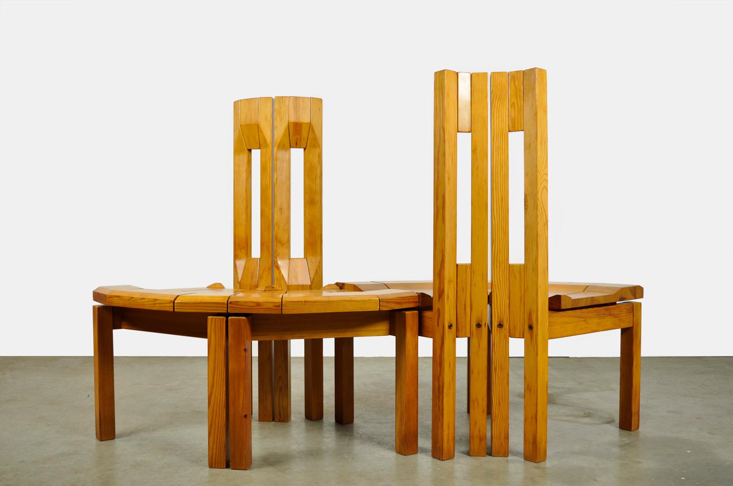 Pine Dining Chairs “Rantasipi” by Arnold Lerber for Laukaan Puu, Finland, 1970s In Good Condition For Sale In Denventer, NL