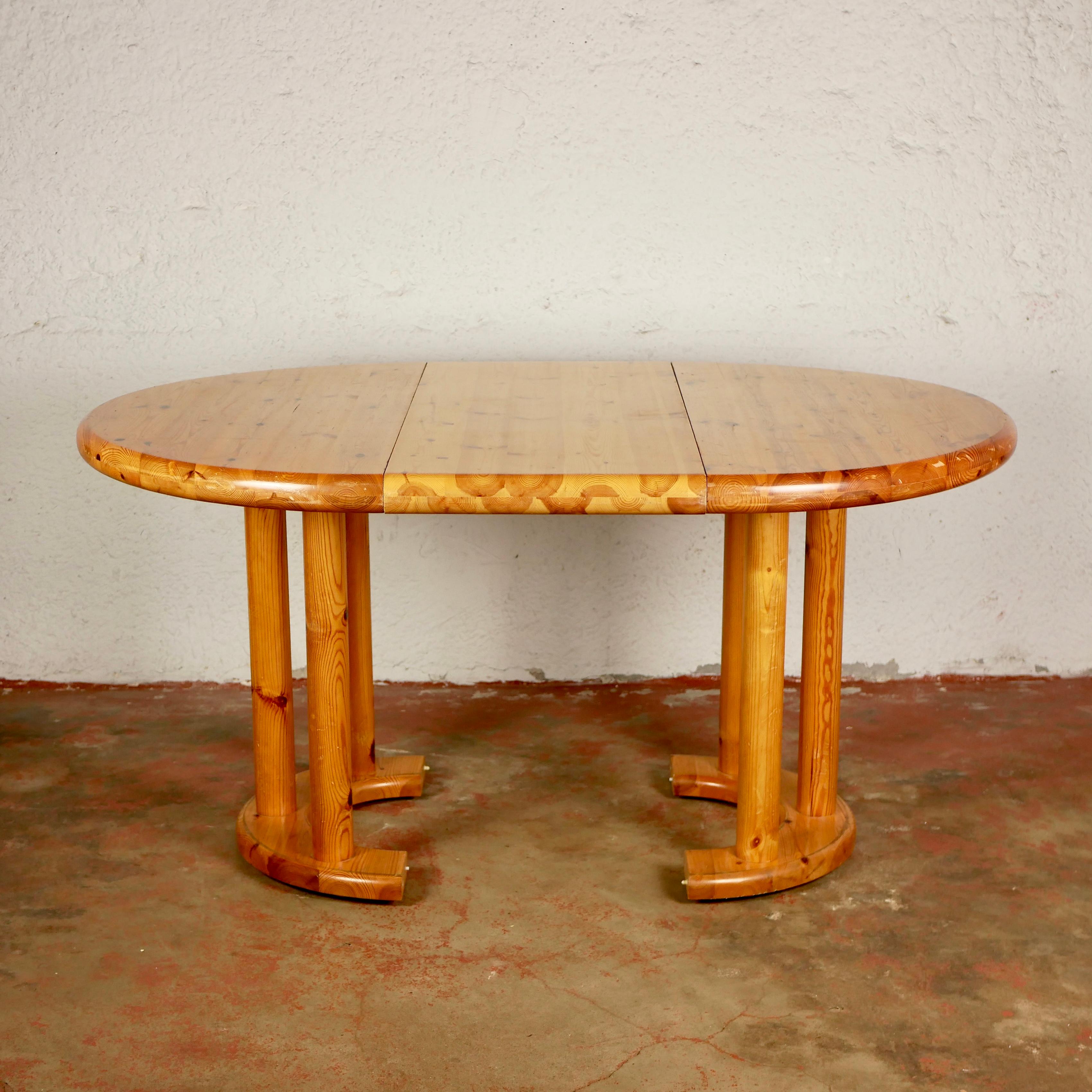 Pine Dining Room Table by Rainer Daumiller for Hirtshals Savværk, Denmark, 1970s In Good Condition In Lyon, FR
