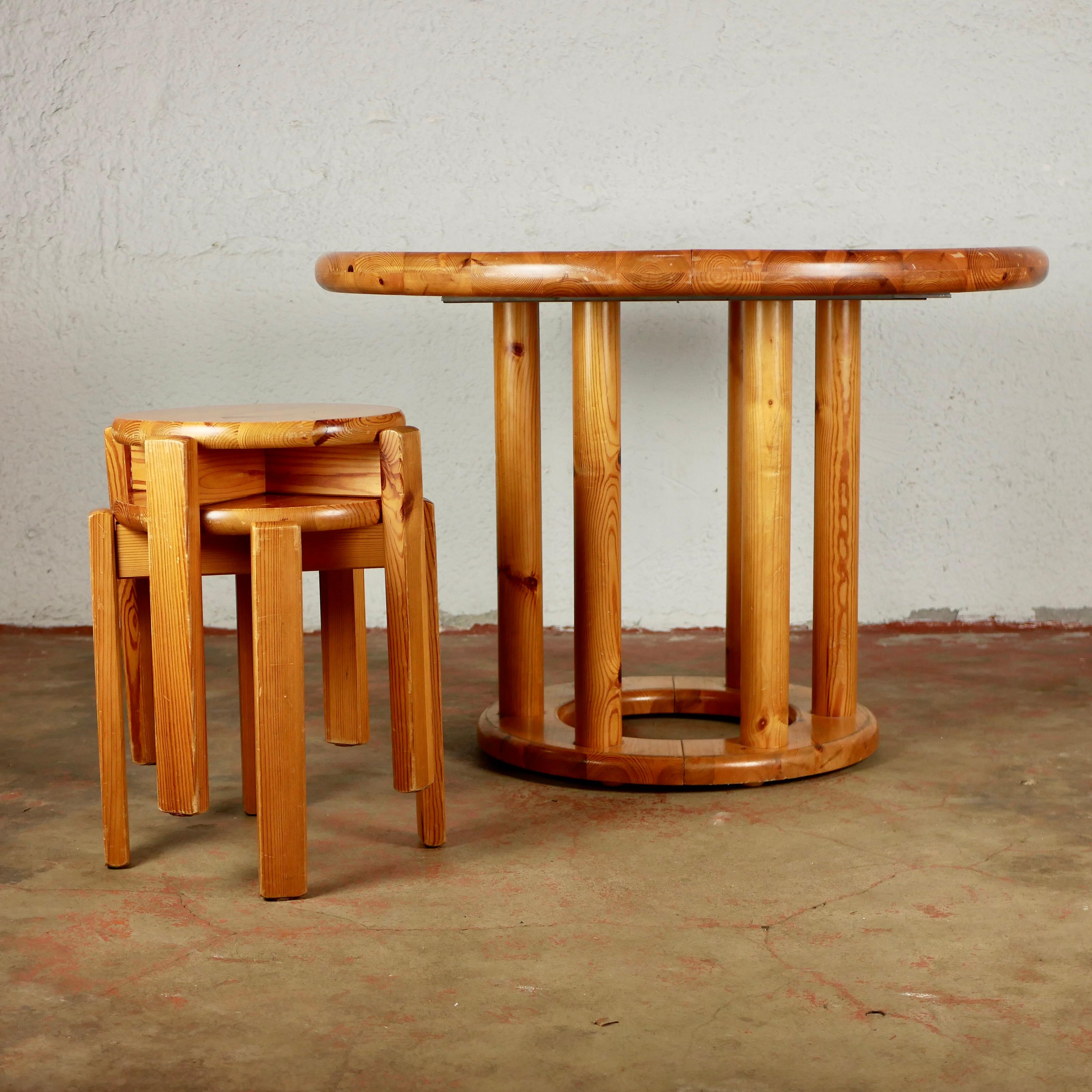 Pine Dining Room Table by Rainer Daumiller for Hirtshals Savværk, Denmark, 1970s 1