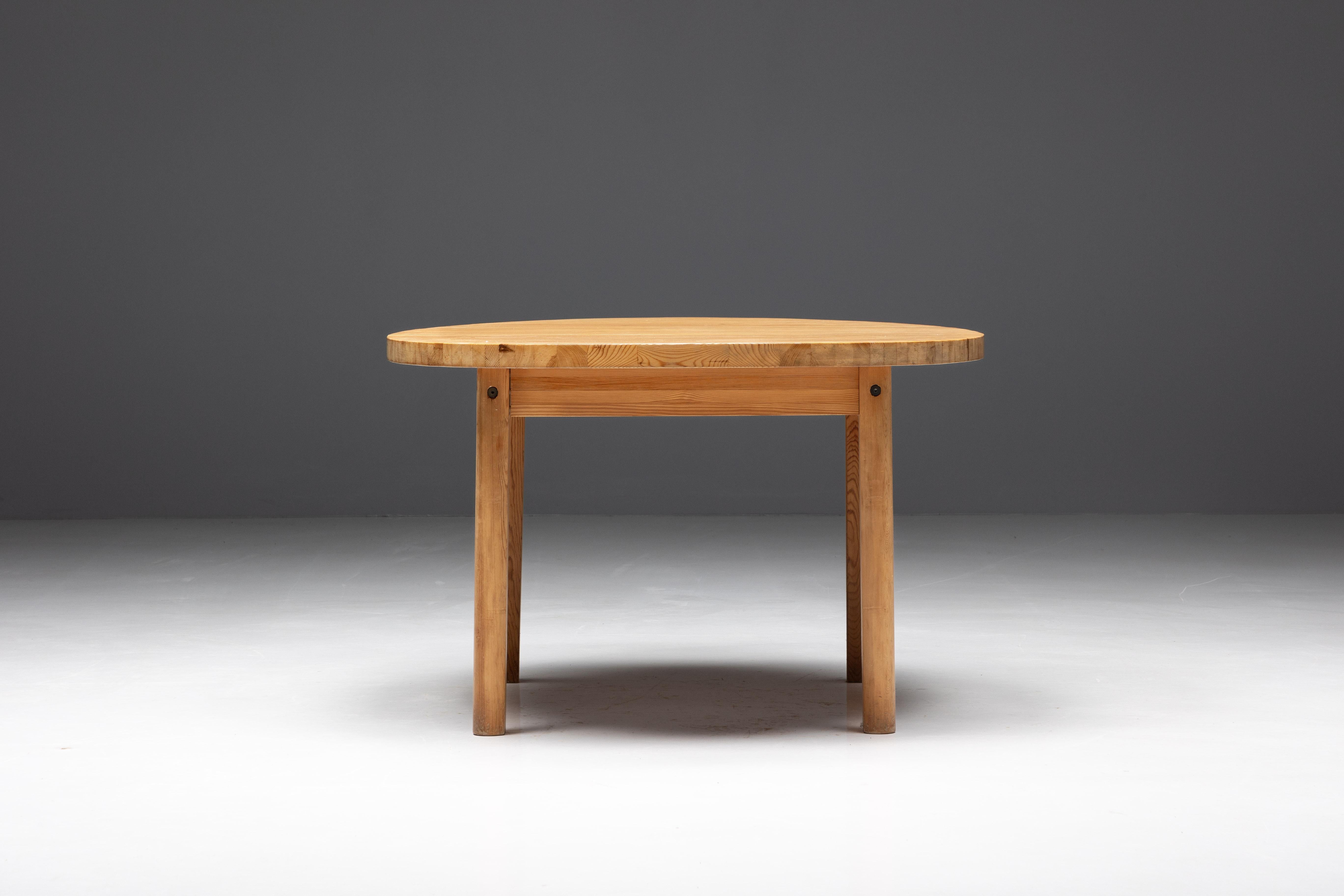 Mid-20th Century Pine Dining Table in the Style of Charlotte Perriand, France, 1960s For Sale