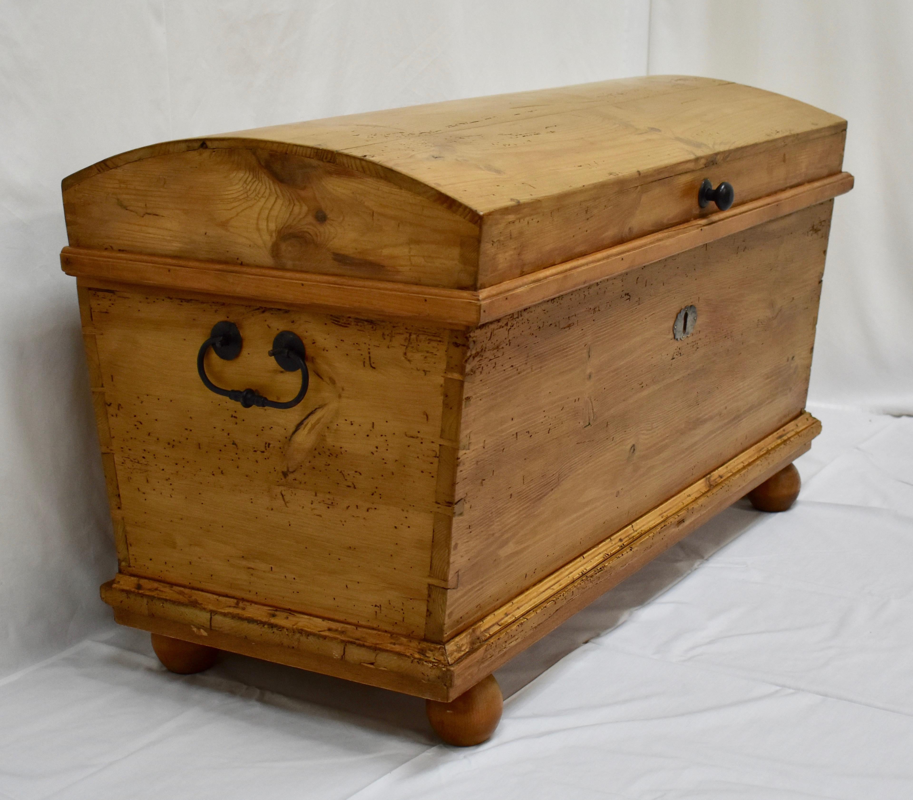 Polished Pine Dome-Top Trunk or Blanket Chest